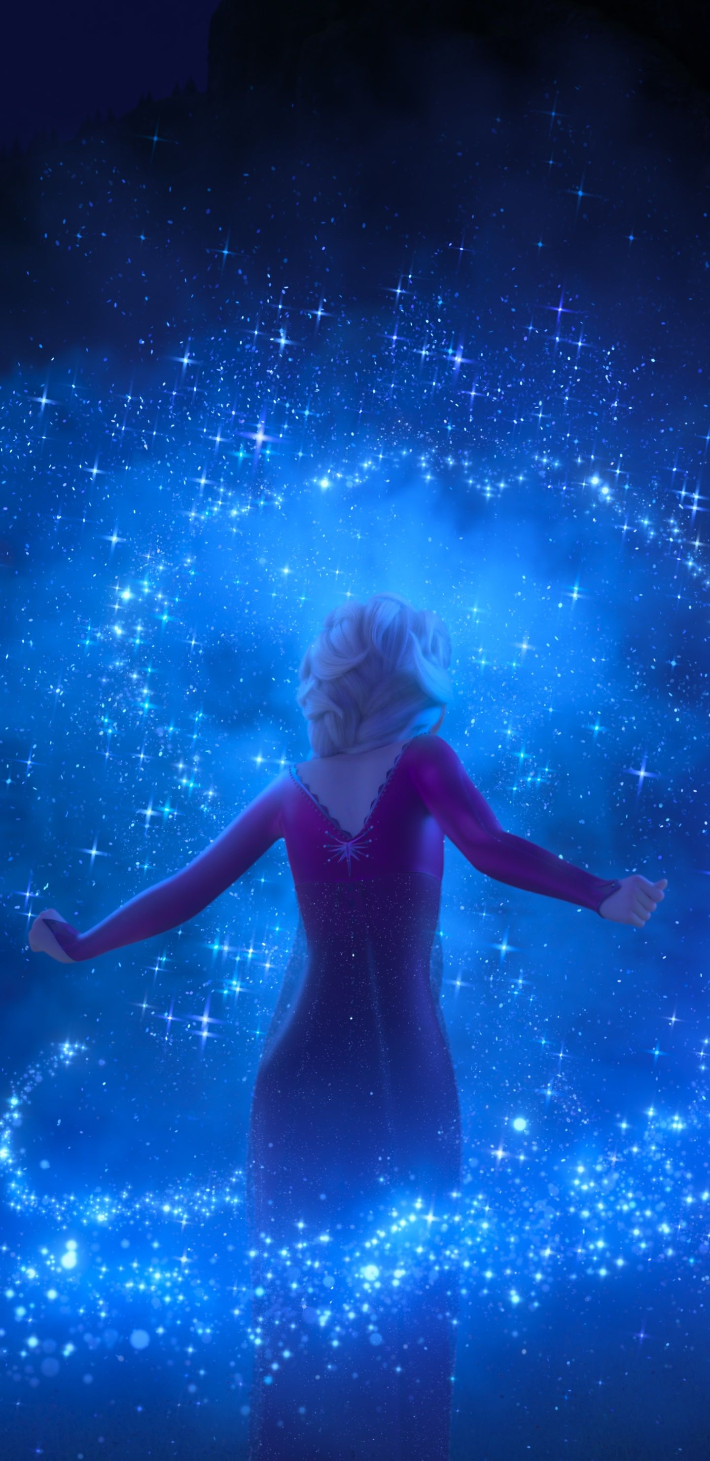 Elsa from Frozen 2 standing in the night sky - Elsa