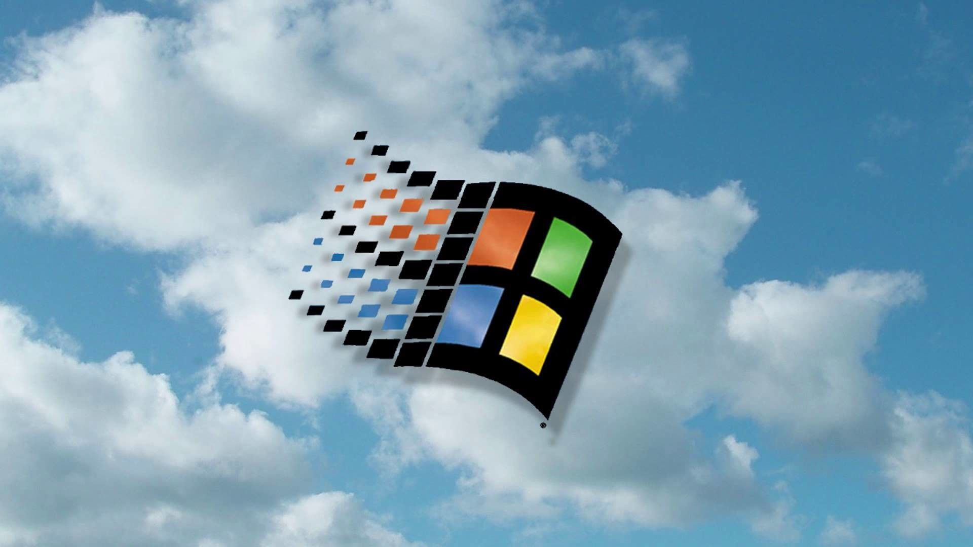 Windows 95 wallpaper with the logo in the sky - Windows 95