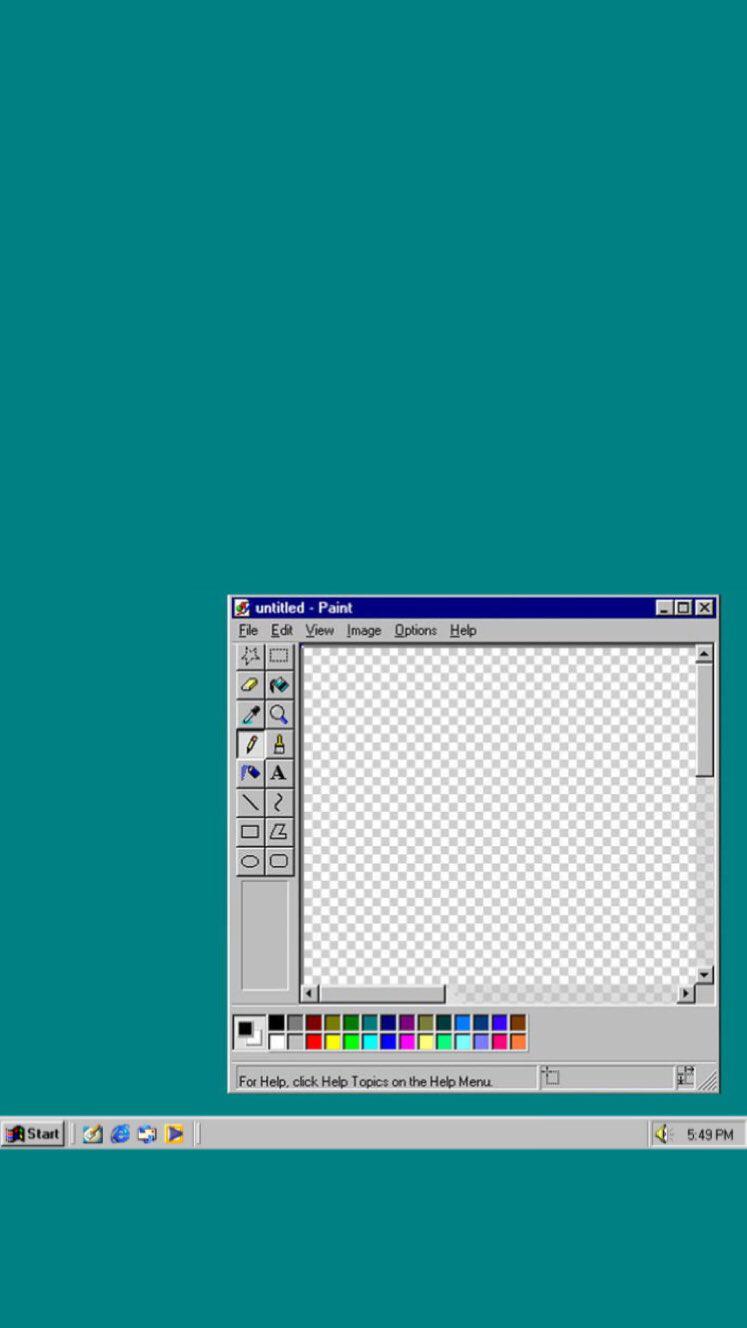 A screenshot of a Windows 95 desktop with the Paint program open. - Windows 95