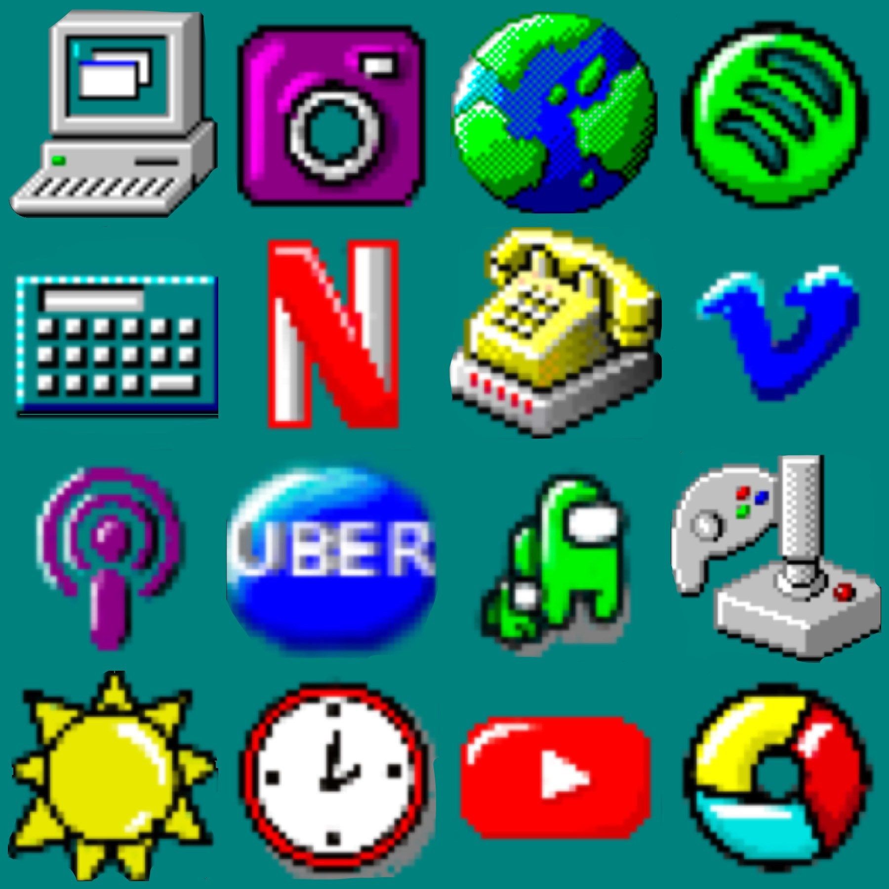 Some of the icons that are part of the collection - Windows 98