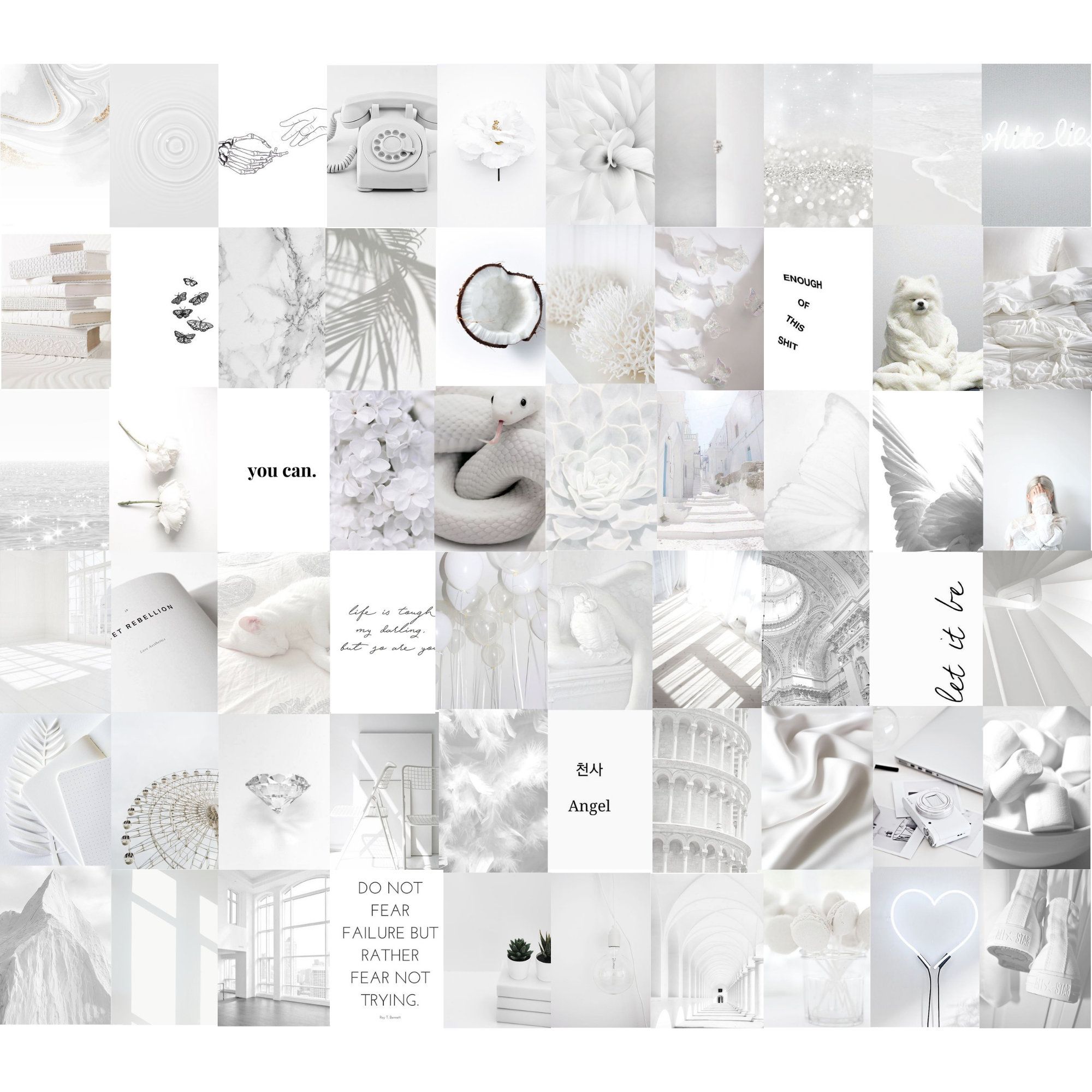 White Photo Wall Collage Kit White Aesthetic Pure White