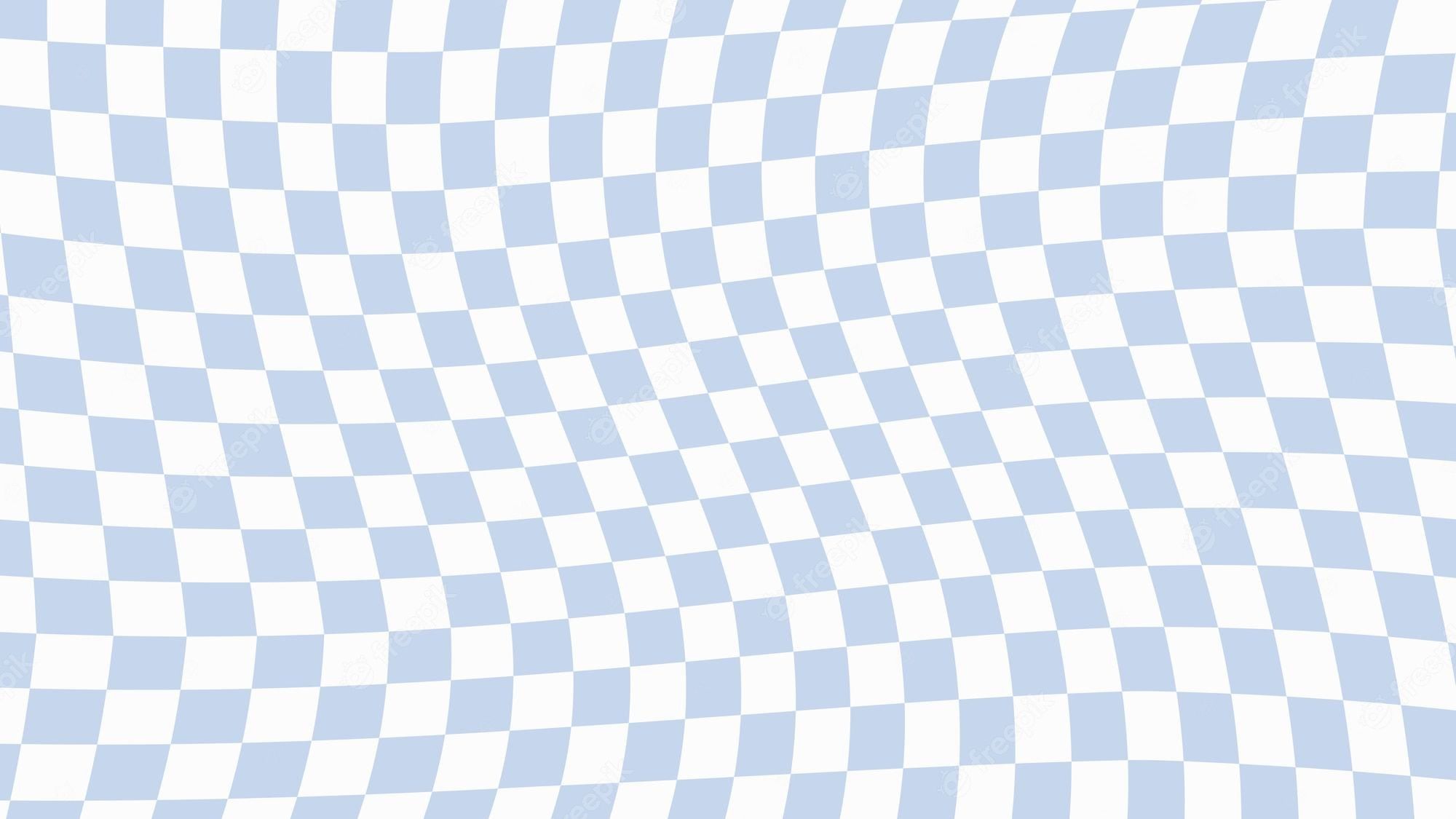 Premium Vector. Aesthetic cute abstract white and blue distorted checkers plaid checkerboard wallpaper illustration perfect for wallpaper background banner cover for your design