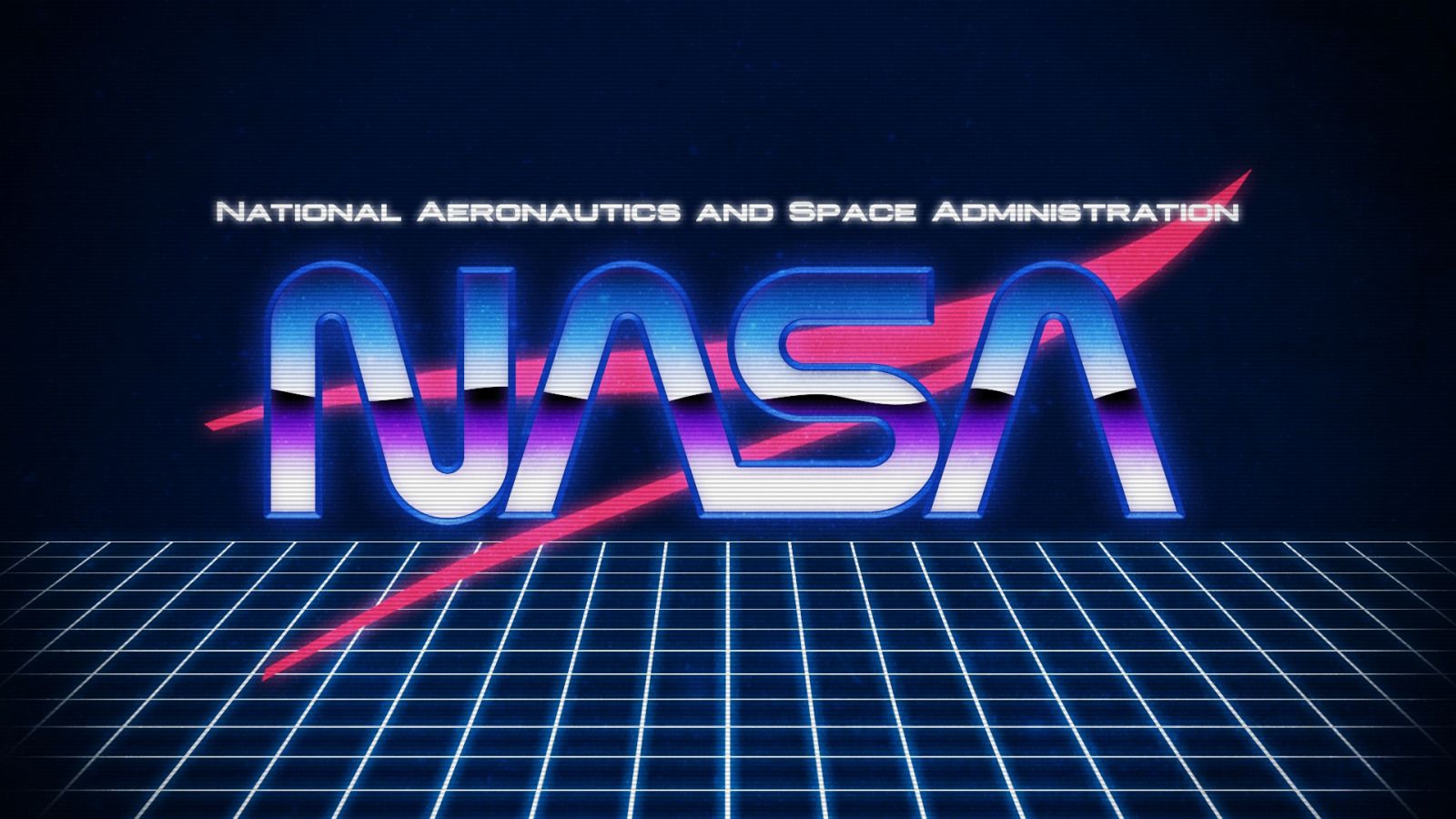 Download wallpaper logo, 80s, stars, nasa, purple, cool, aesthetic, spcae, section space in resolution 1600x900