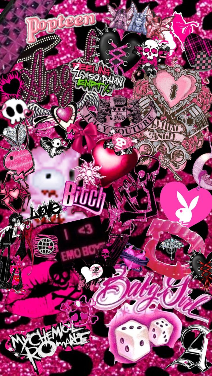 Tacky black and pink y2k 2010s wallpaper. Love pink wallpaper, 2000s wallpaper, iPhone wallpaper girly