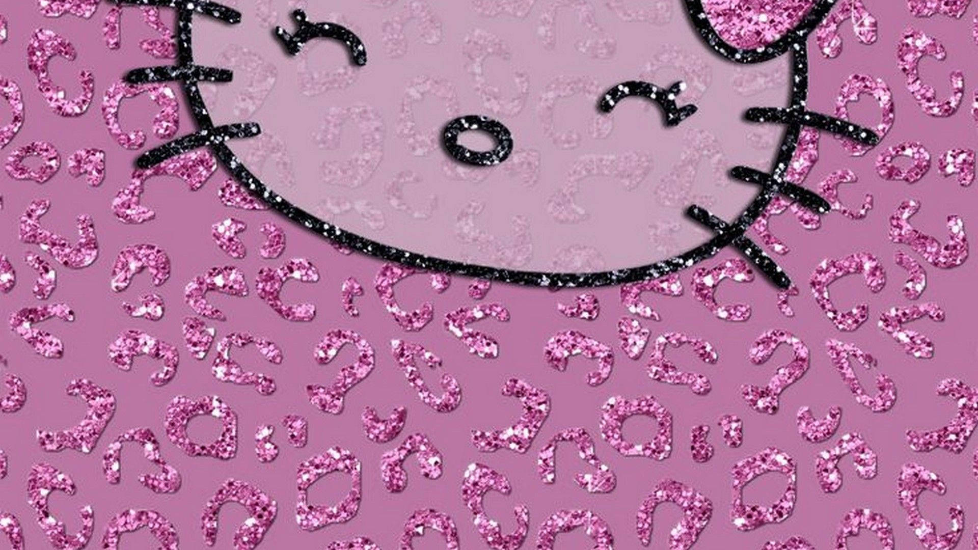 A hello kitty wallpaper with pink glitter - Y2K