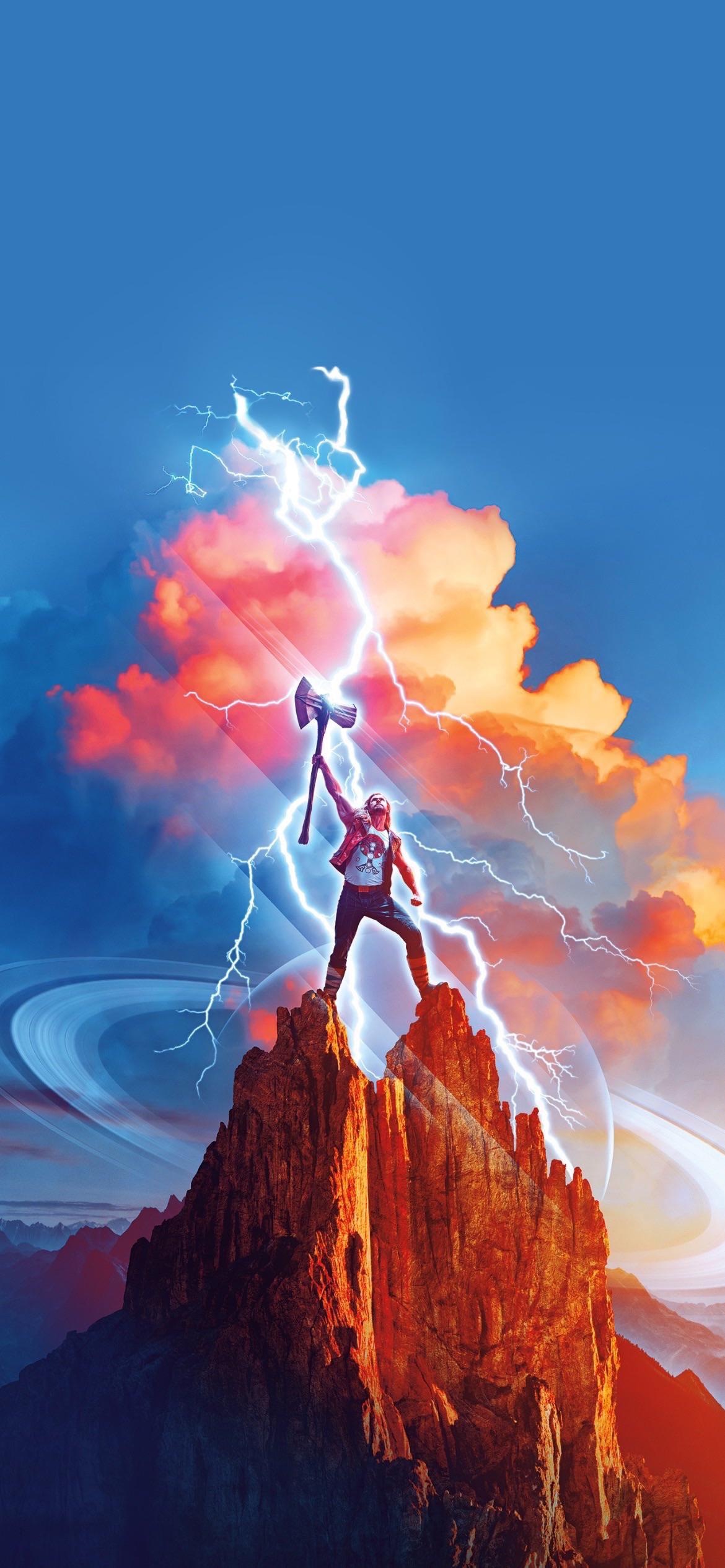 Thor standing on a mountain with lightning - Thor