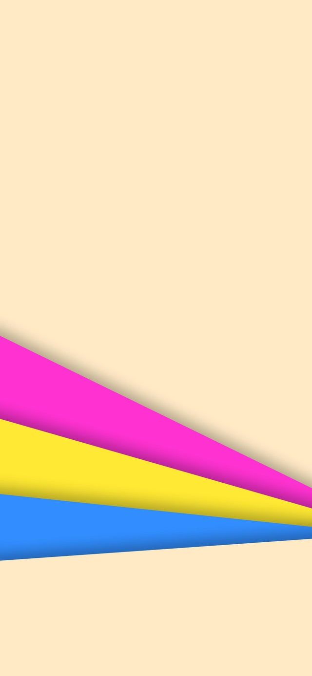 An abstract image of a beige background with pink, yellow and blue triangles on the bottom. - Pansexual