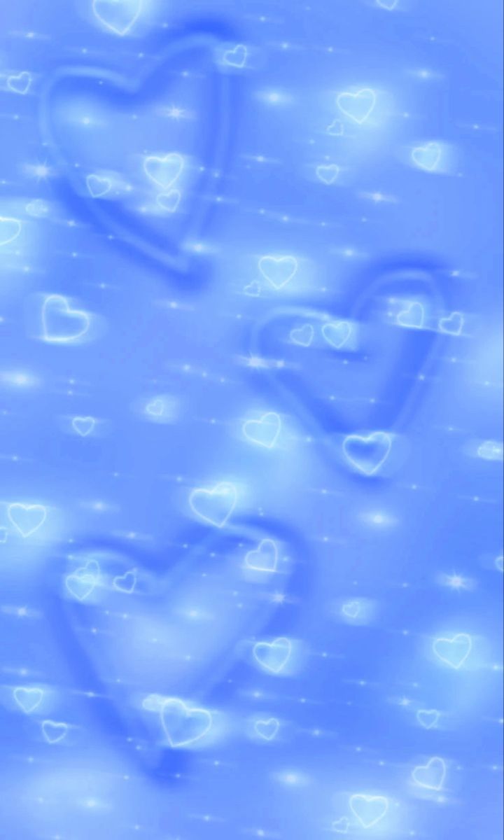 A blue background with hearts and stars - Y2K