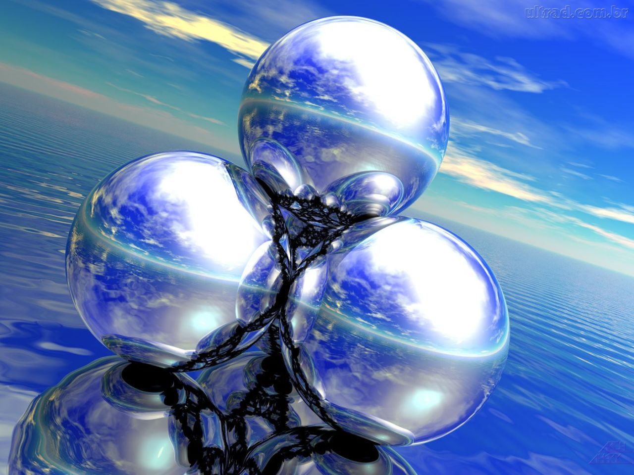A group of silver balls on top water - Y2K, 2000s, alien