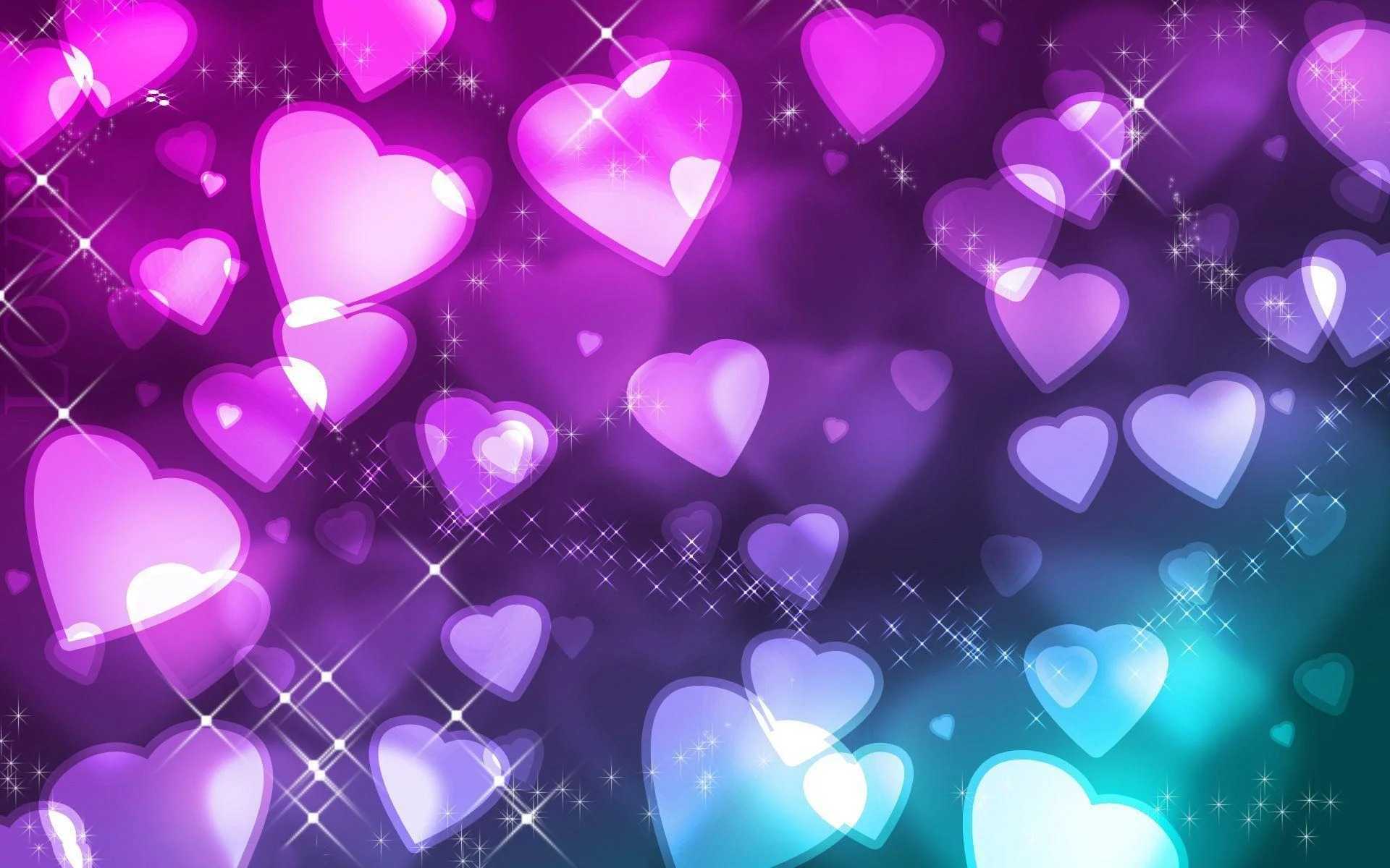 A purple and pink heart background with stars - Heart