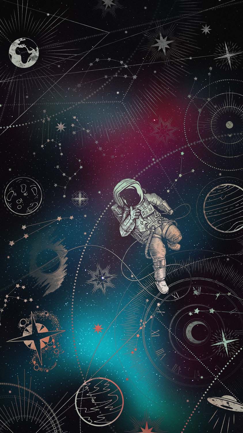 An astronaut in space with stars and planets - Space