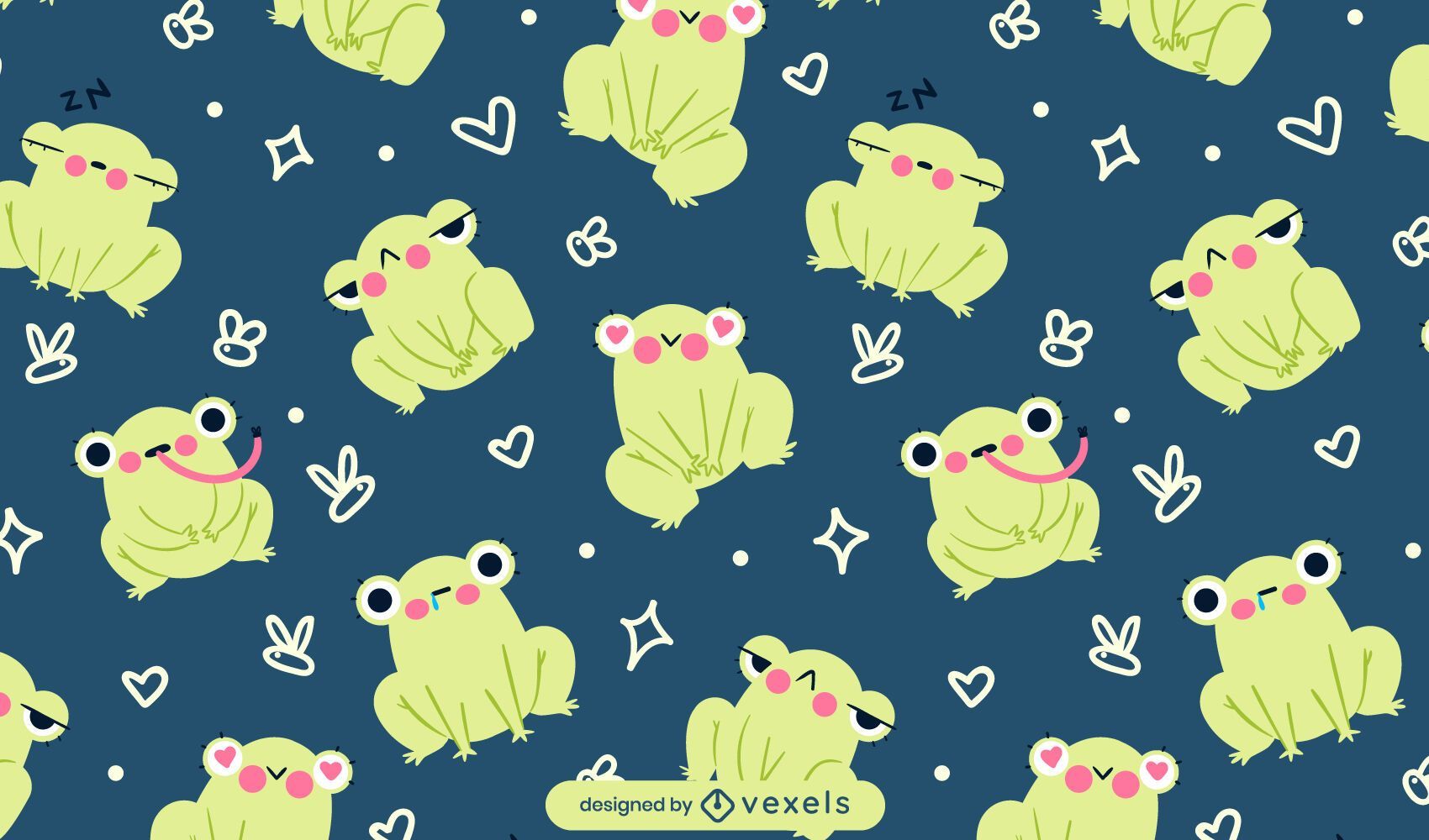 Cute Cartoon Frogs Pattern Design Vector Download