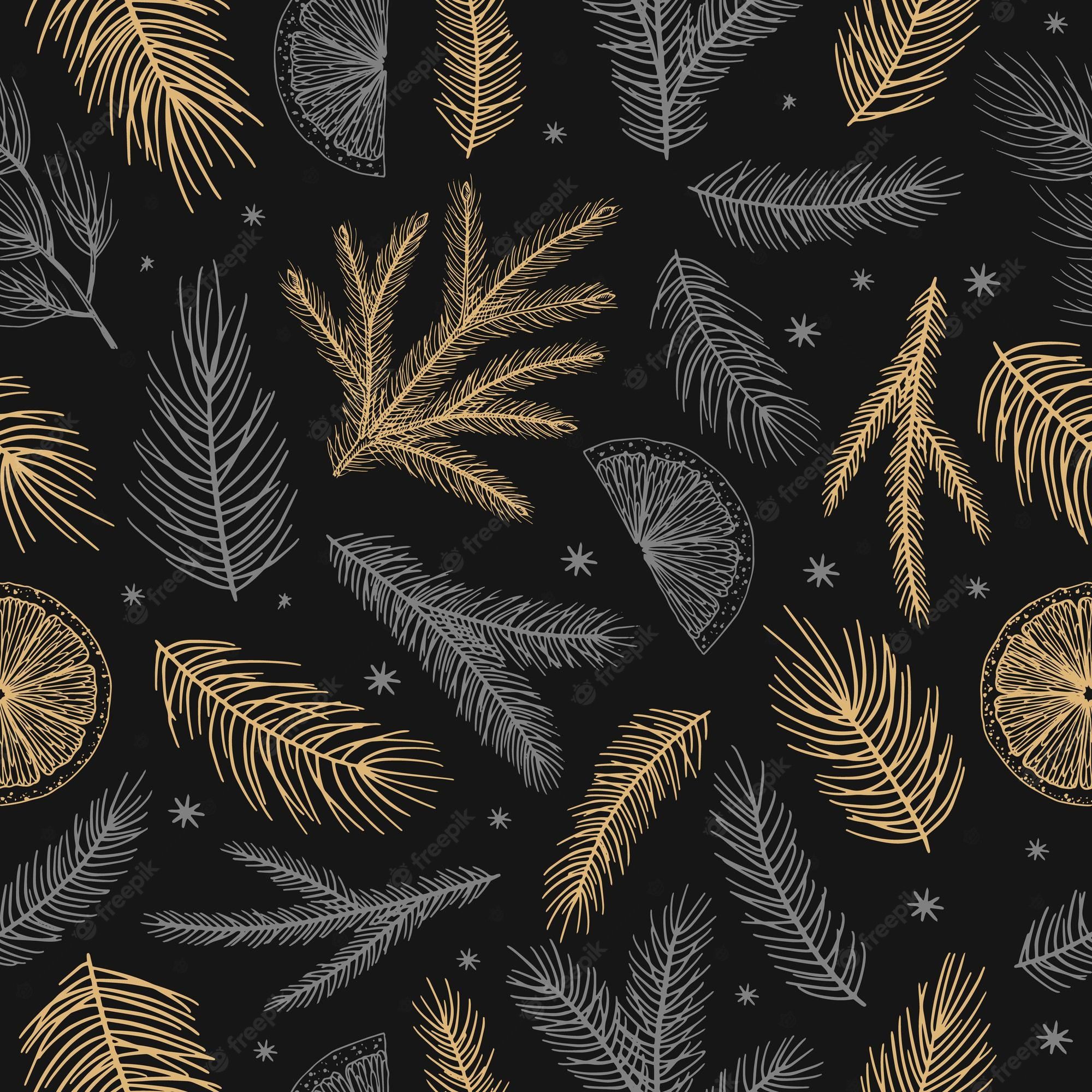 Premium Vector. Winter seamless pattern with christmas tree branches and berries vector illustration background