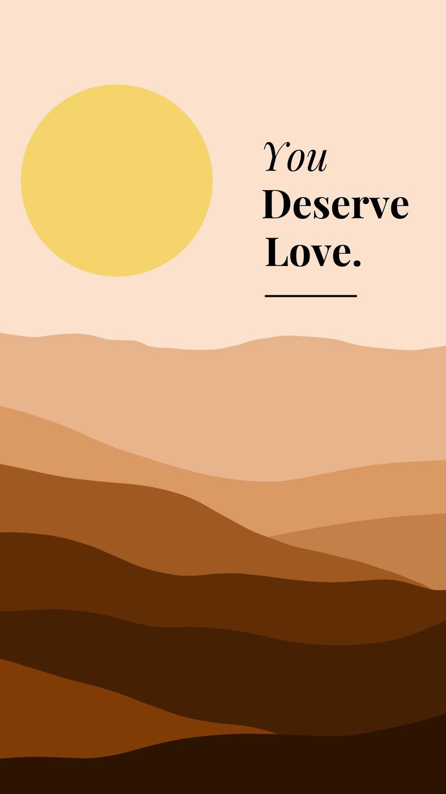 A minimalist desert landscape illustration with the sun in the top left corner and the words 