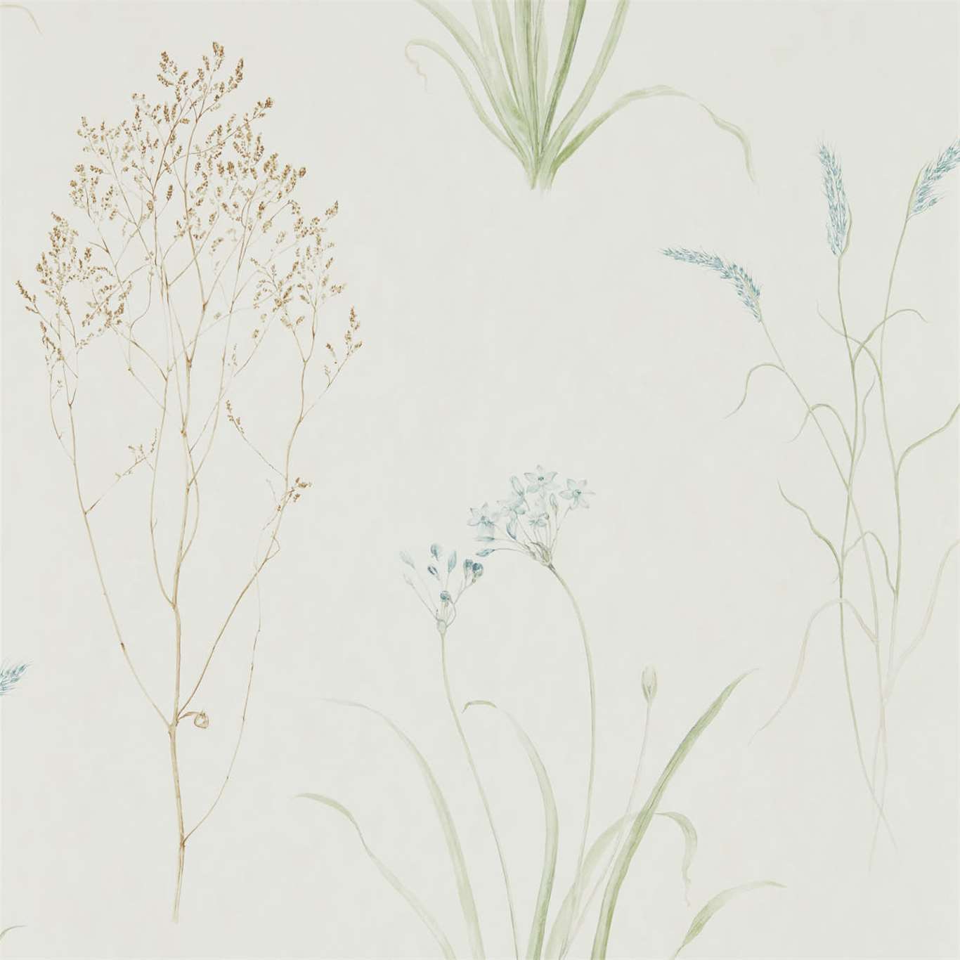 A wallpaper with flowers and grass on it - Cream