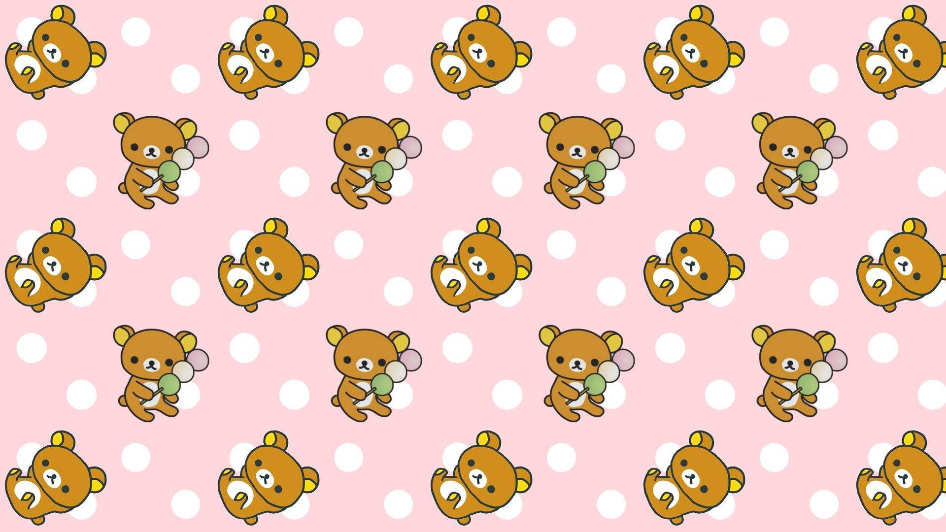 A pattern of bears on pink polka dots - Kidcore