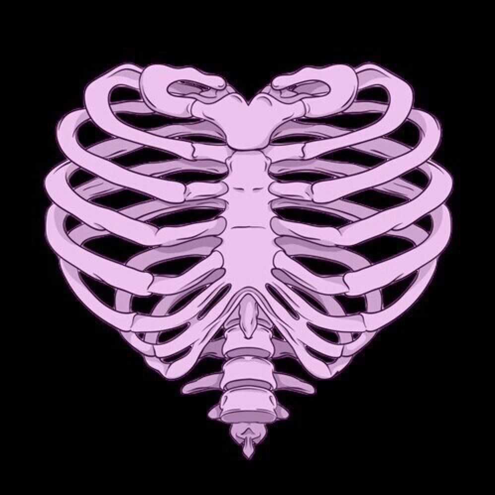 A pink rib cage in the shape of a heart - Gothic
