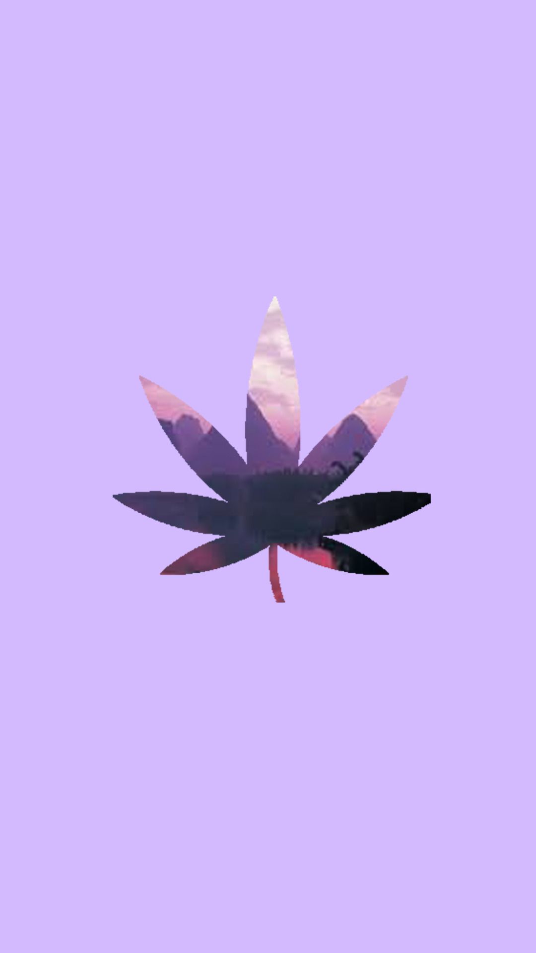 A purple background with a silhouette of a cannabis leaf in the center. - Weed