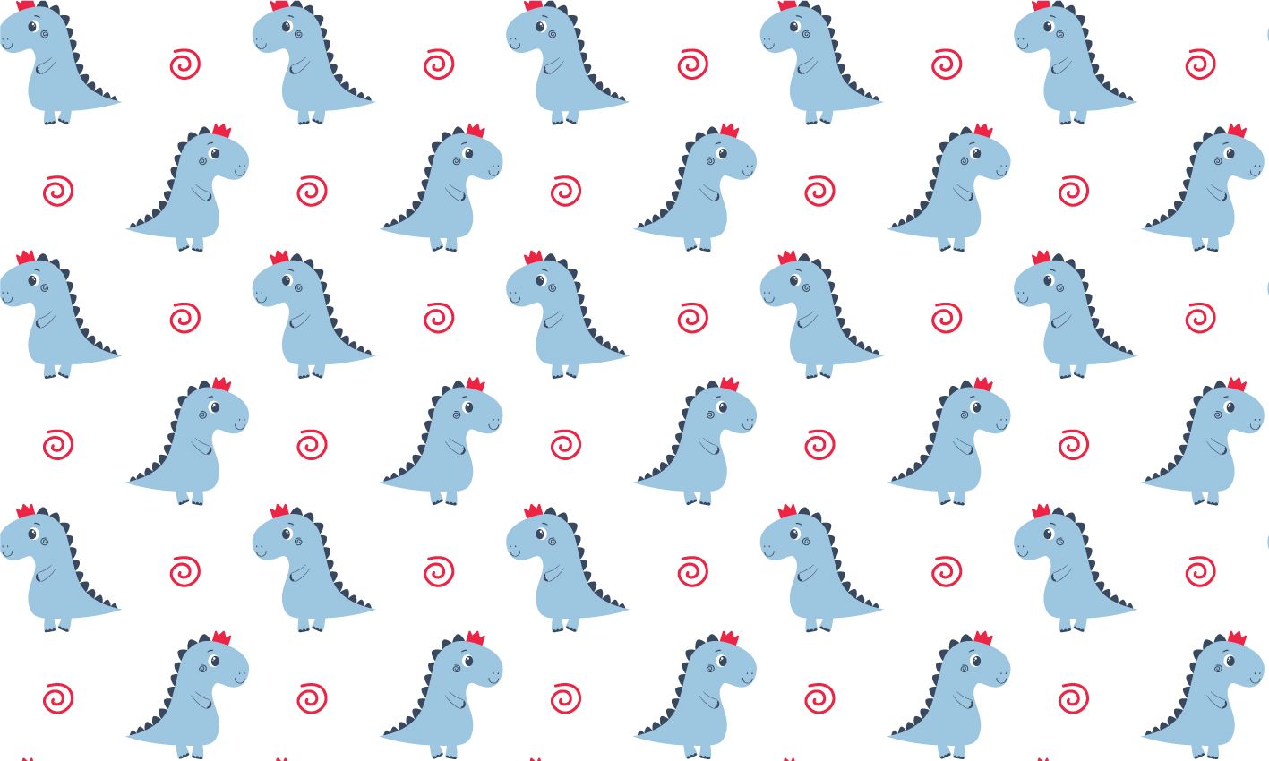 A pattern of blue cartoon dinosaurs on a white background - Dinosaur