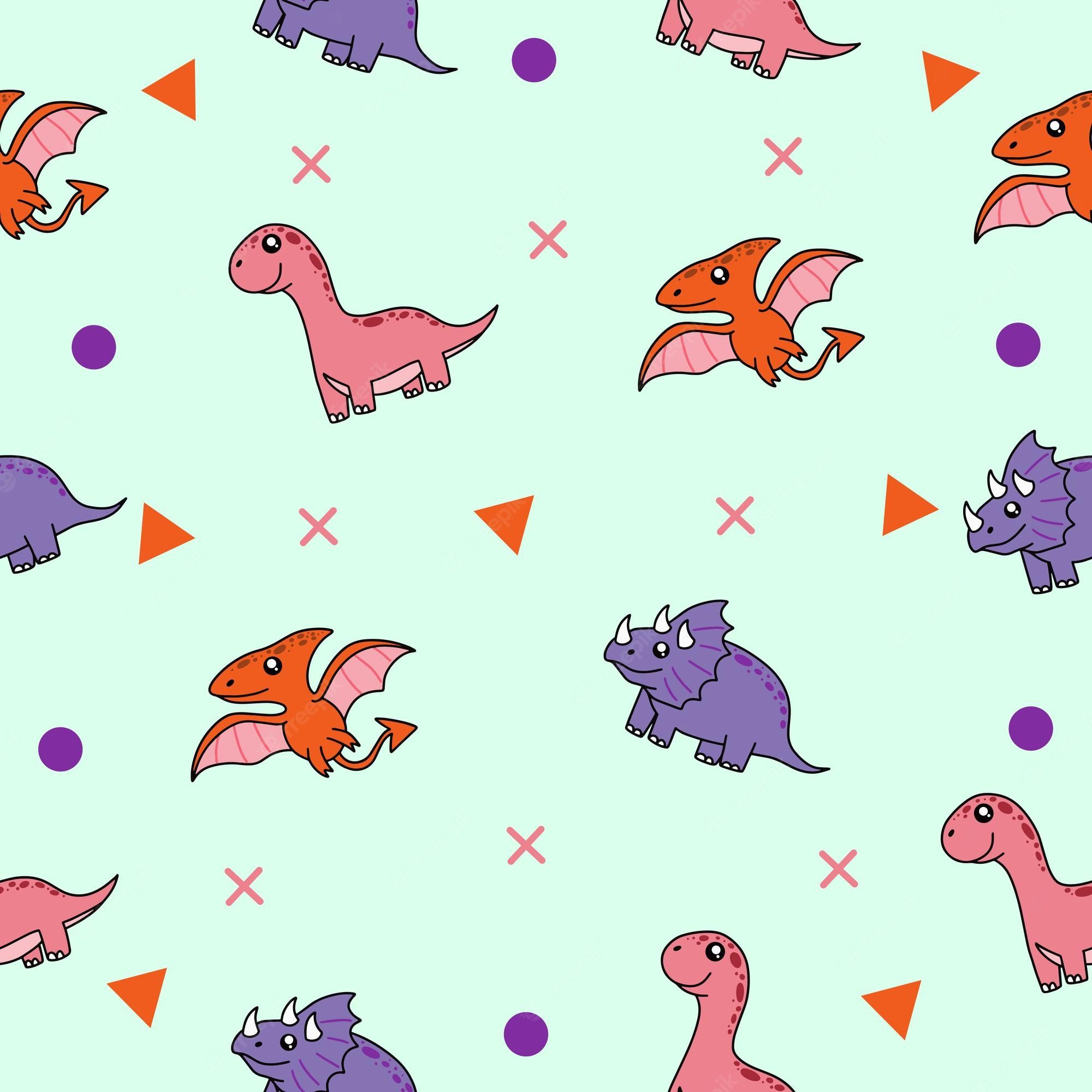 A pattern of dinosaurs and other shapes - Dinosaur