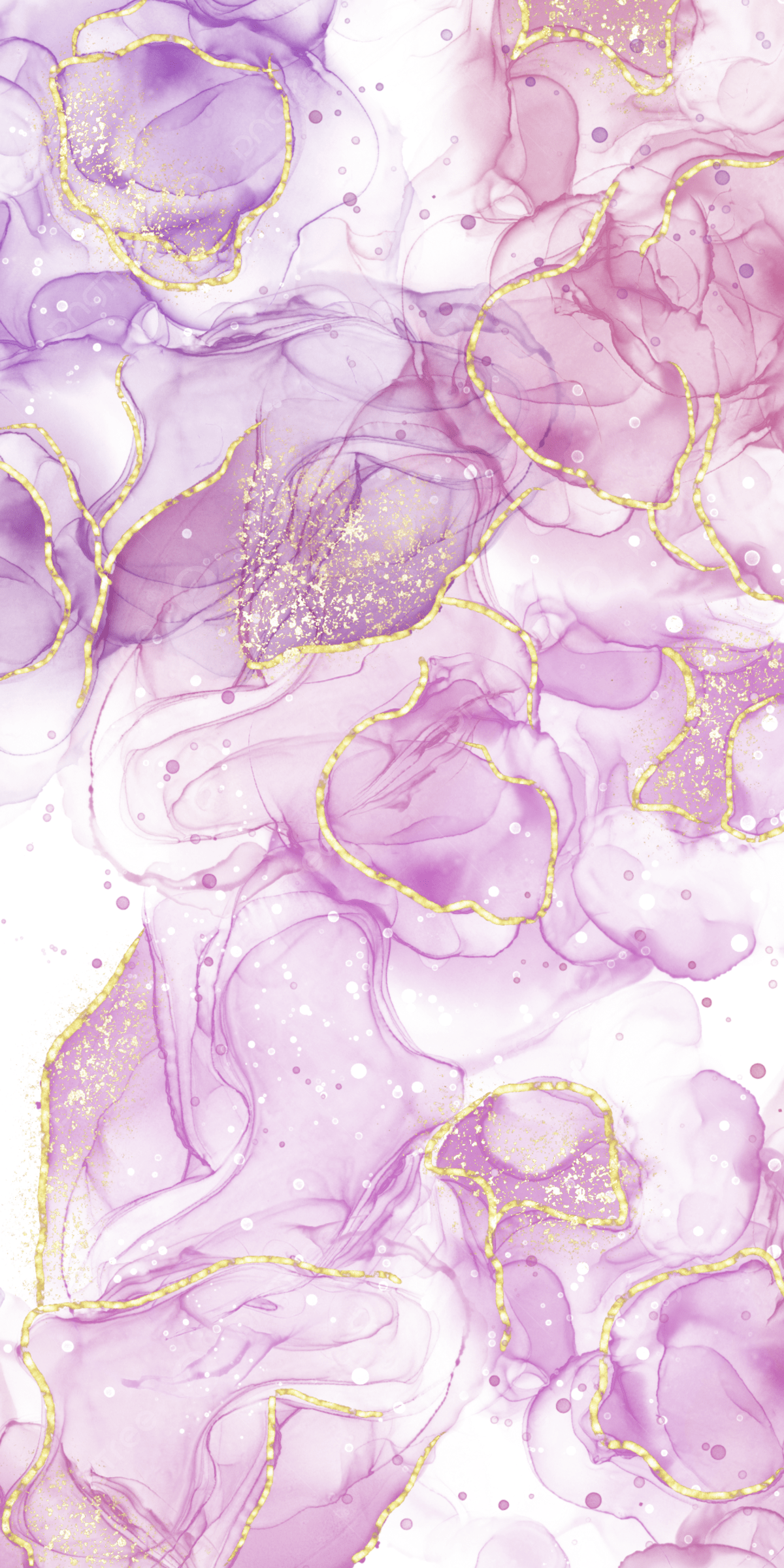 A painting of a purple and pink marble background with gold accents - Marble