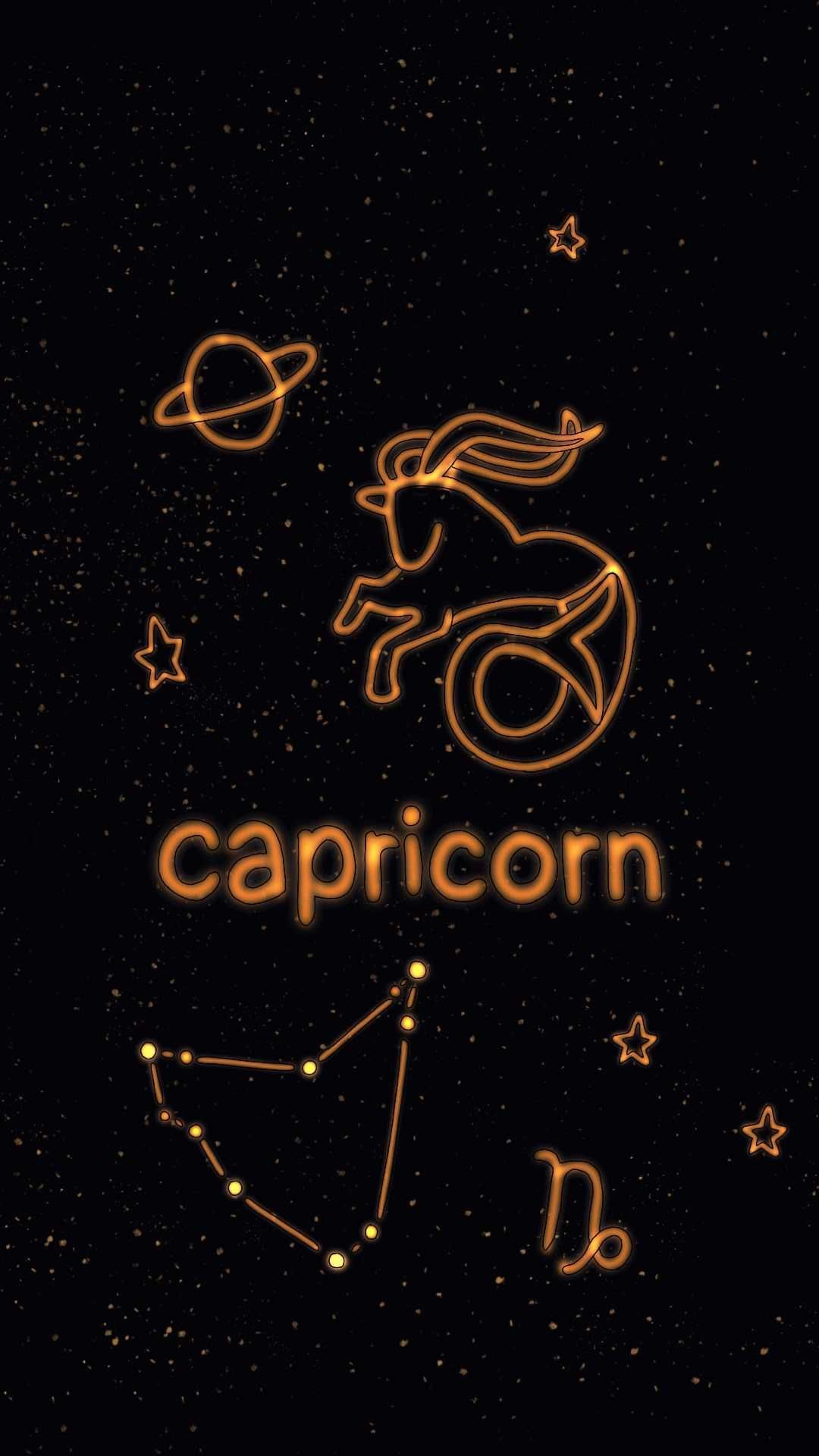 IPhone wallpaper of Capricorn the goat, with a gold and black background - Capricorn