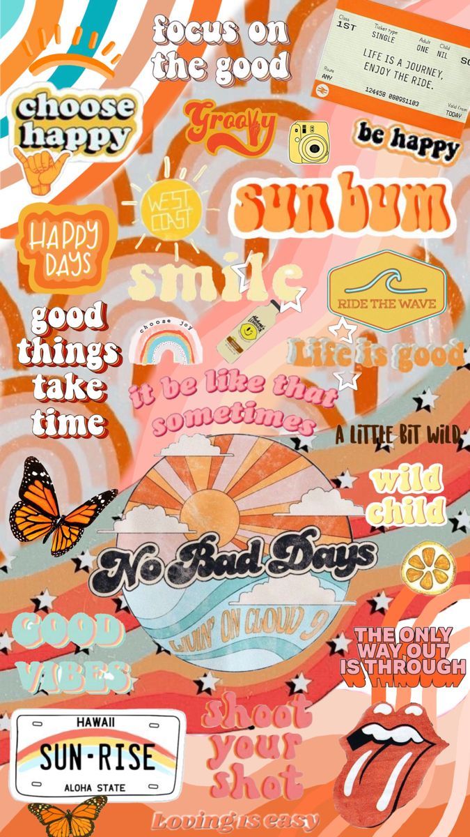 A collage of various stickers with the words sun rise - VSCO