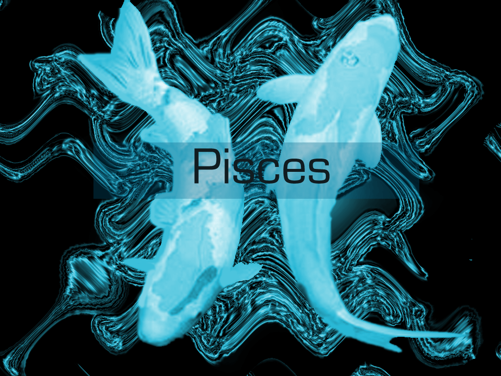 A blue and white fish with the word pisces - Pisces