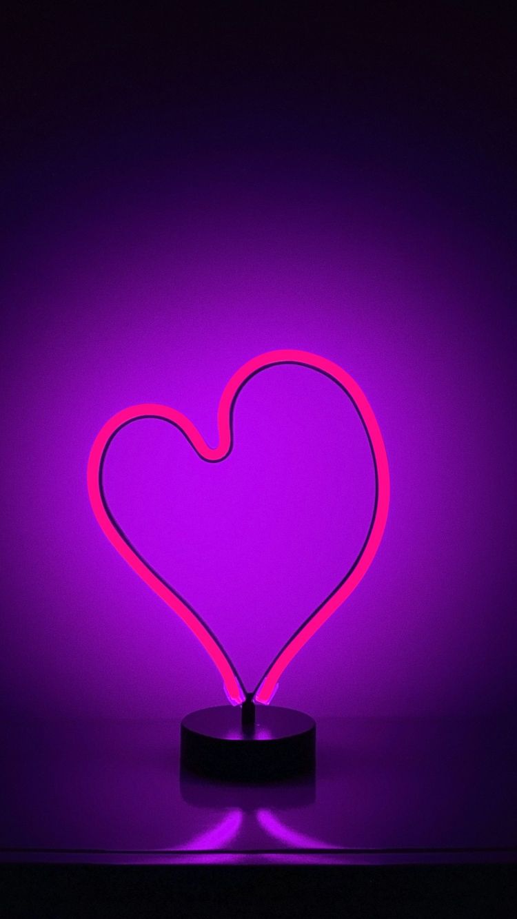 Download wallpaper 750x1334 love, heart, neon, purple light, minimal, iphone iphone 750x1334 HD background, 4519