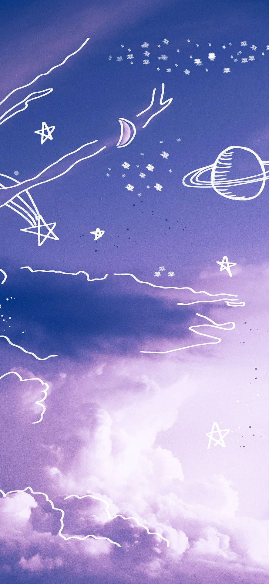 Download Cool Illustration Purple Aesthetic iPhone Display Wallpaper