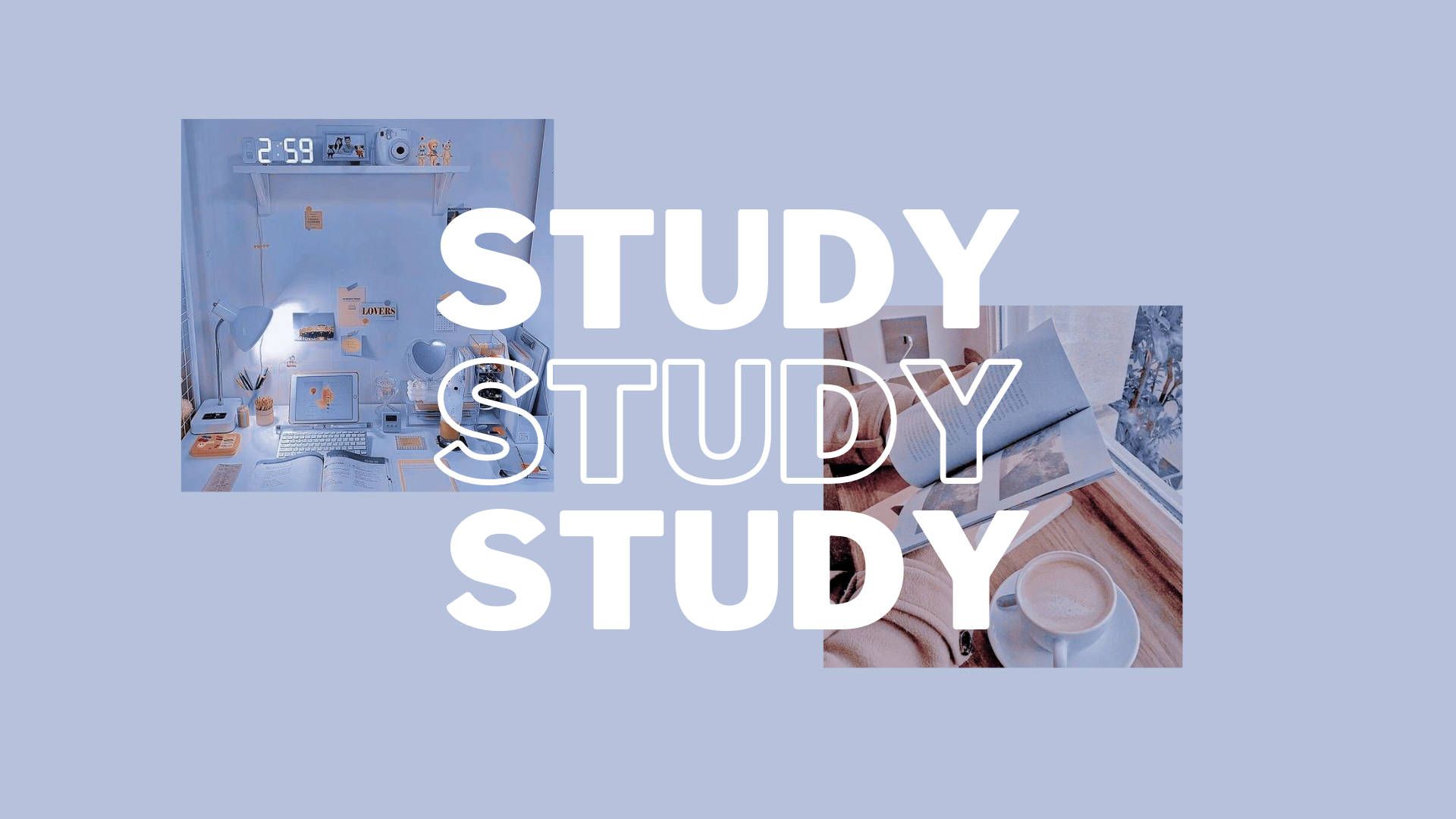 A poster with the words study and some cups - Study