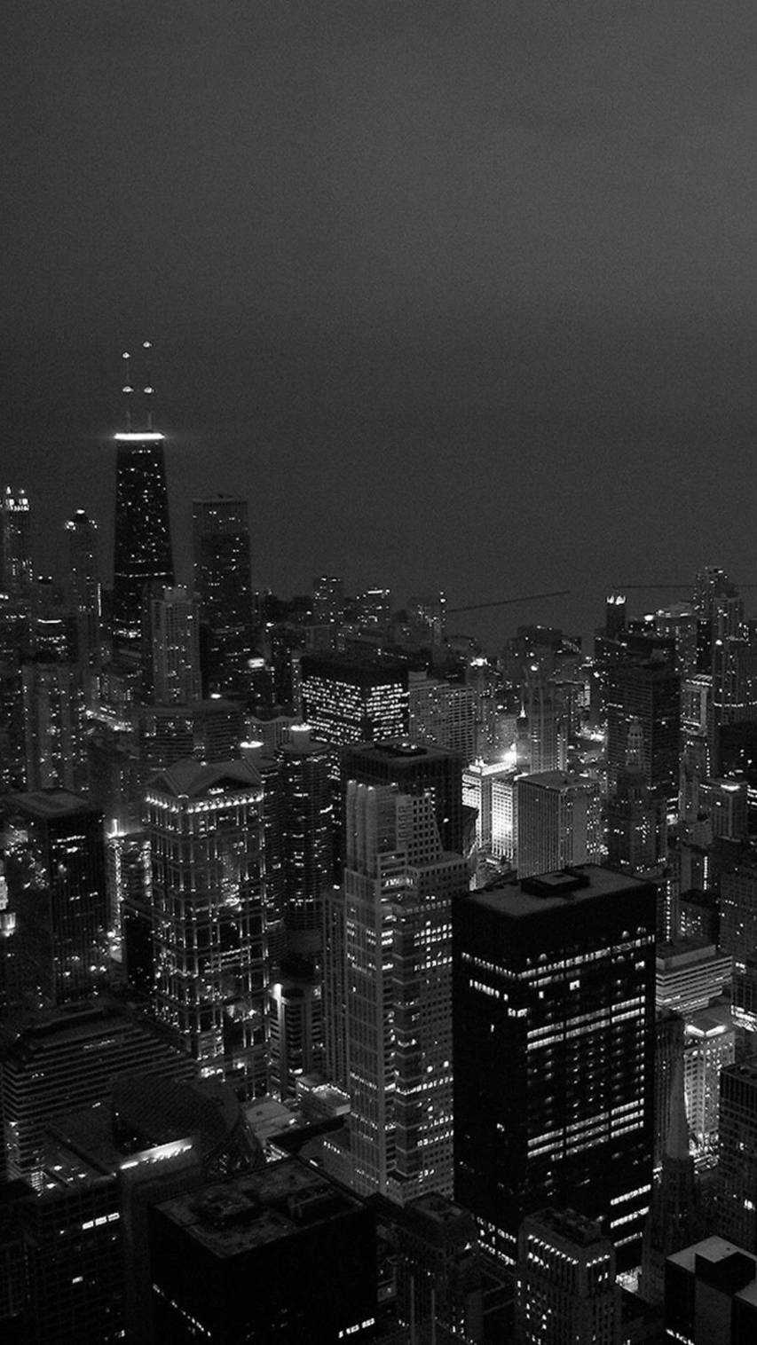 Black and white night time cityscape of Chicago. - Dark, dark vaporwave, HD, architecture