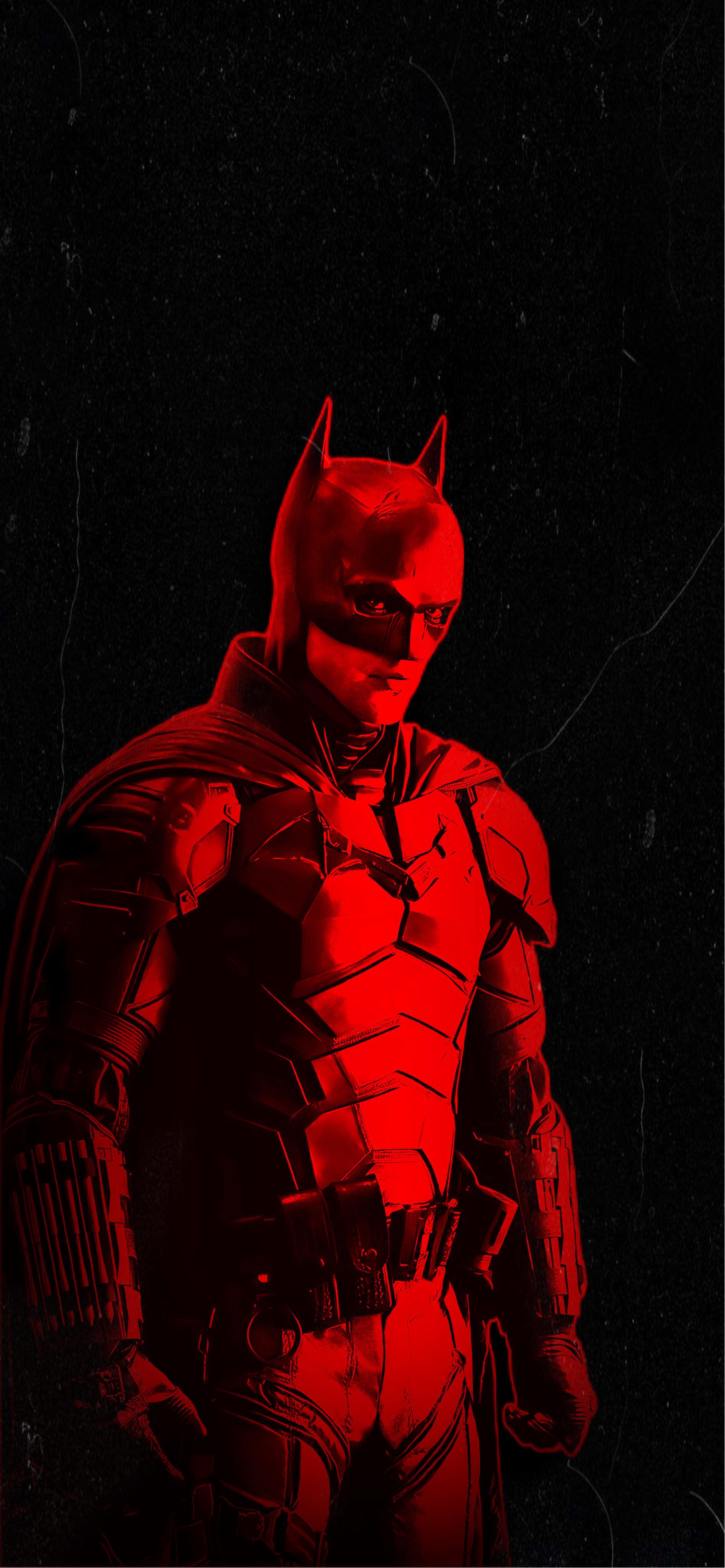 A poster of the batman in red - Batman