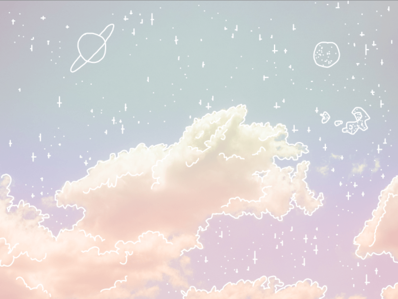 A sky with clouds and some planets - Pastel, computer, NASA, pastel blue, profile picture