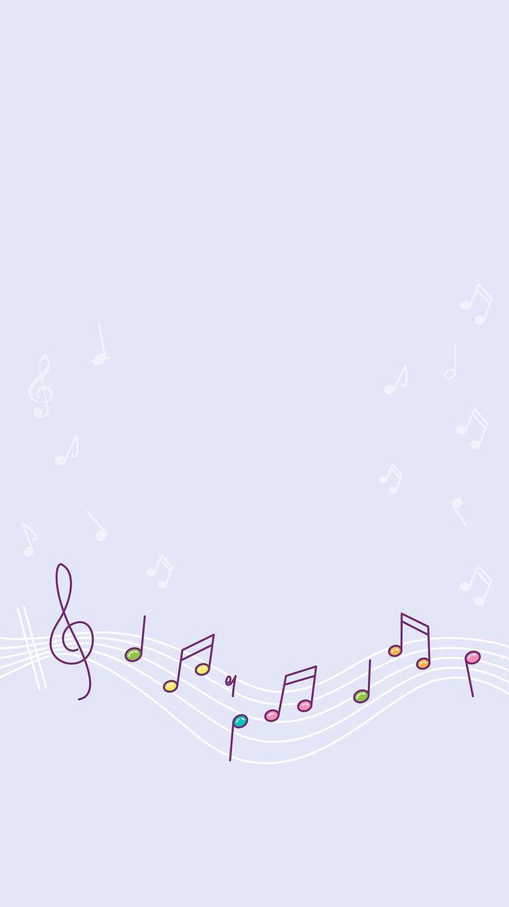 Music background with colorful notes on a purple background - Pastel