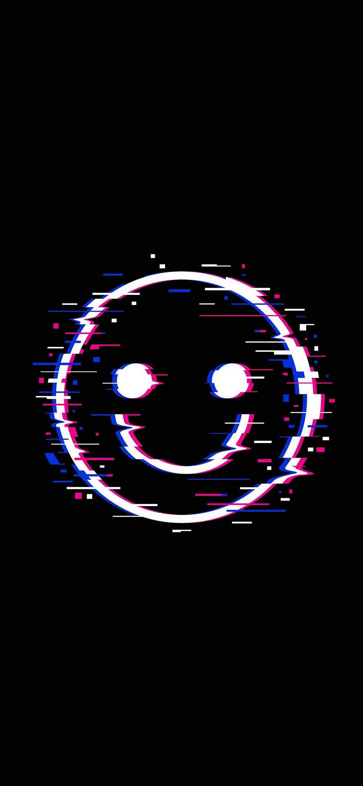 A pixelated smiley face on black background - Dark