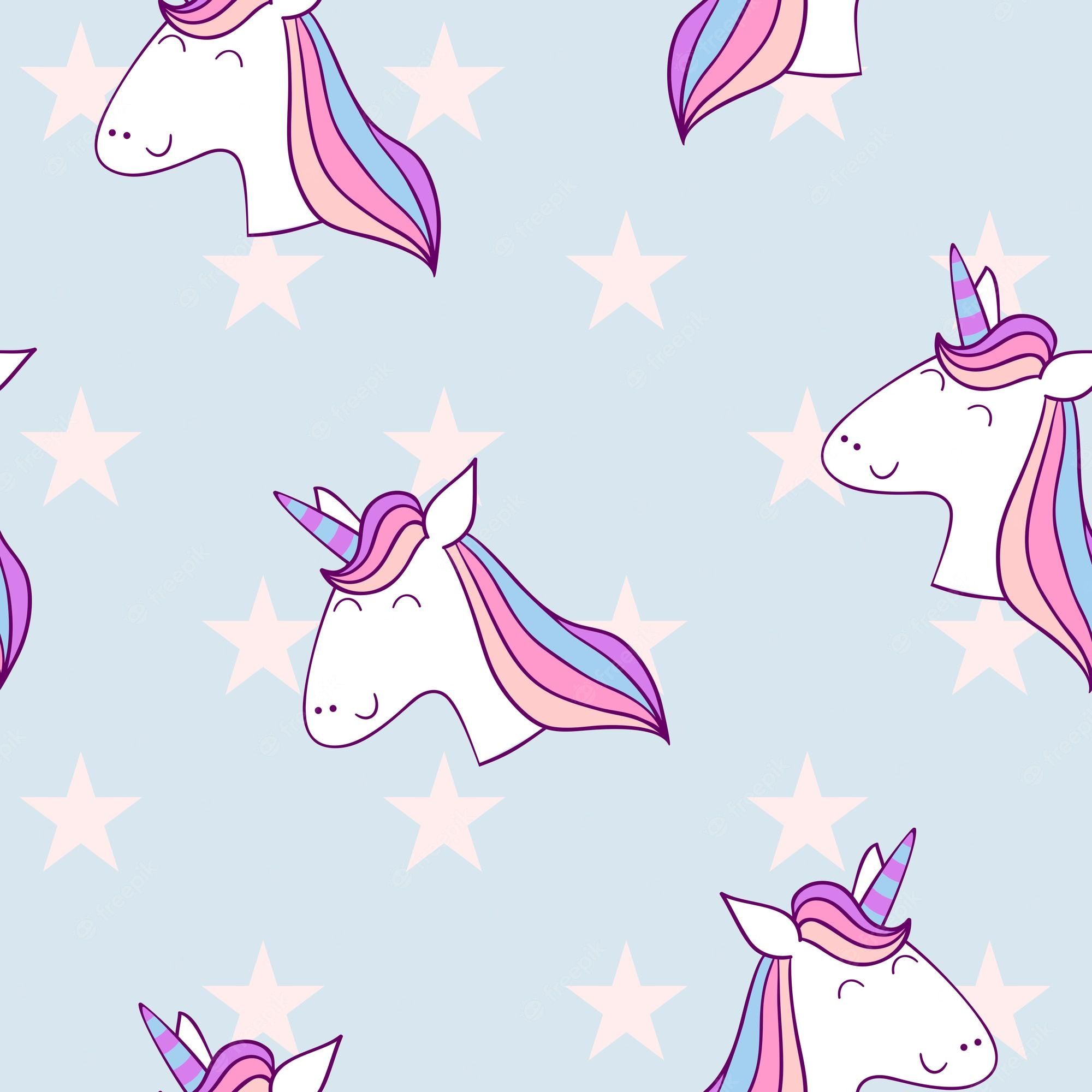 Seamless pattern with unicorns and stars - Unicorn