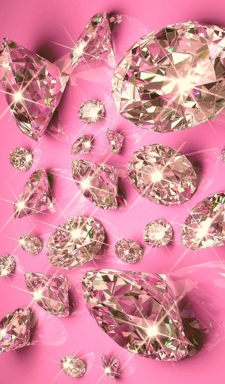 A collection of diamonds on a pink background - Diamond