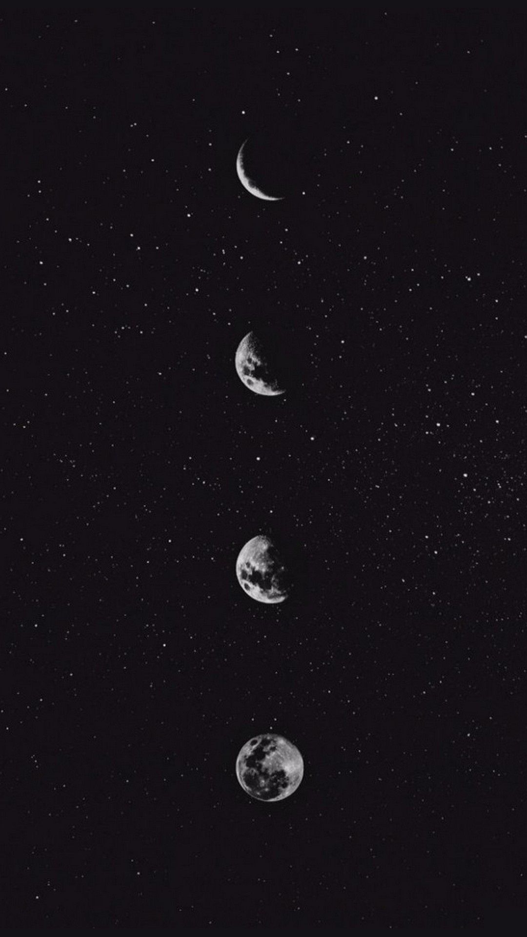 The phases of a moon in black and white - Dark, black phone, Android