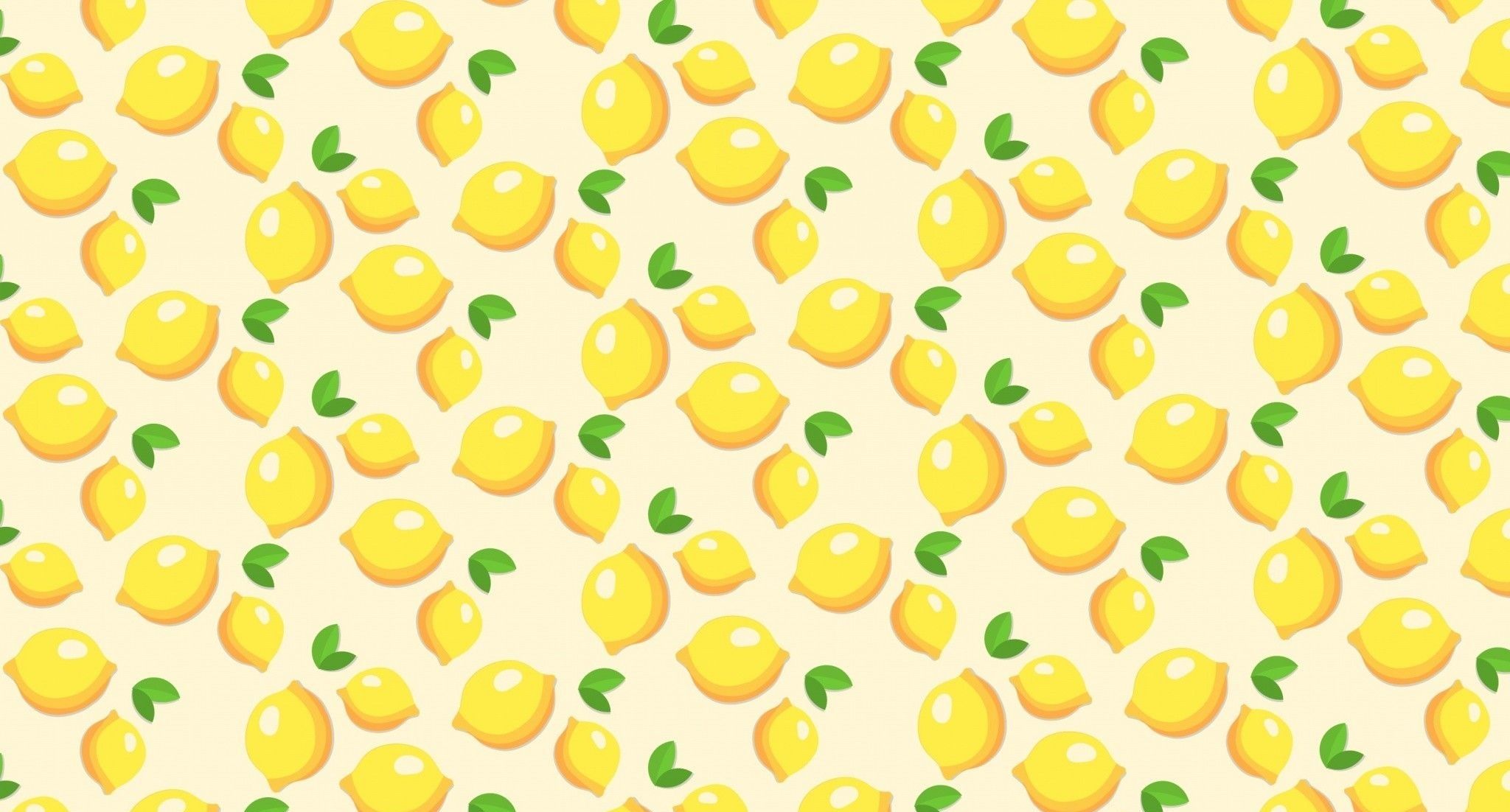 A pattern of lemons on white background - Light yellow