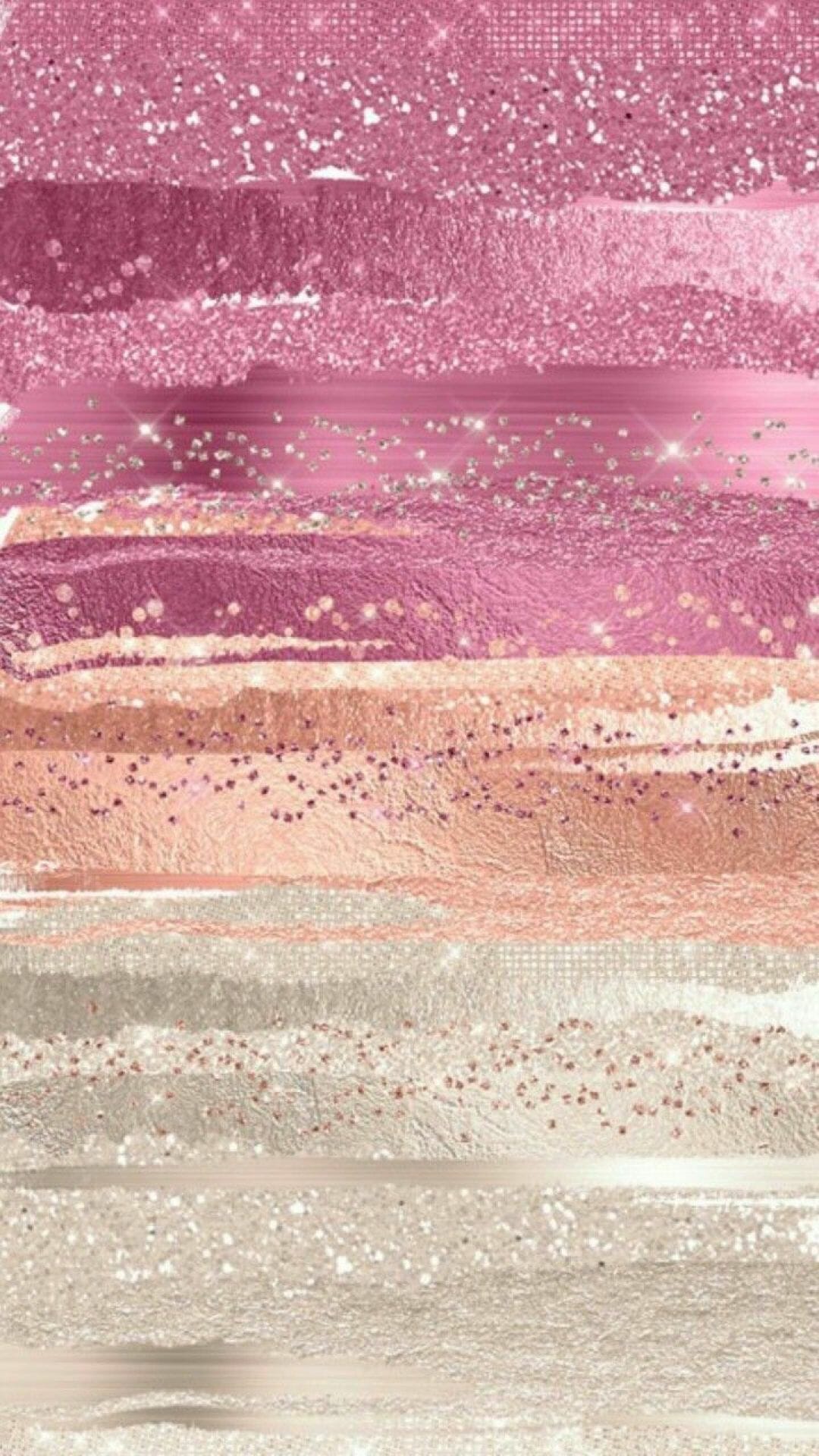 IPhone wallpaper with abstract glitter design in shades of pink, gold, and white - Rose gold, gold