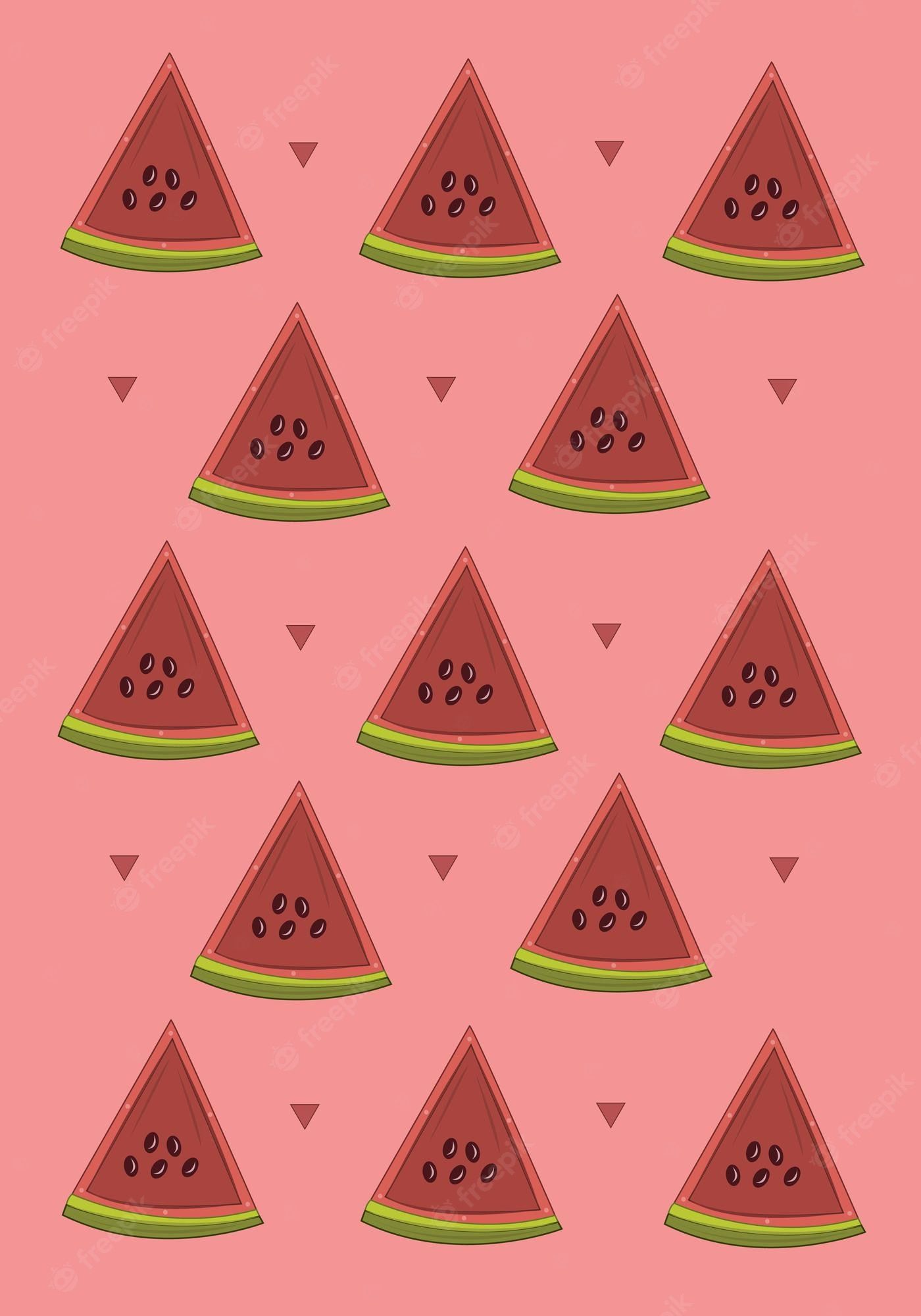 A pink background with a pattern of red watermelon slices - Watermelon