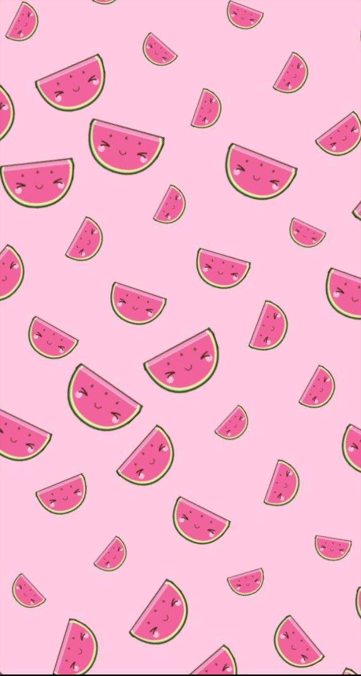 Aesthetic wallpaper of pink watermelons on a pink background - Watermelon