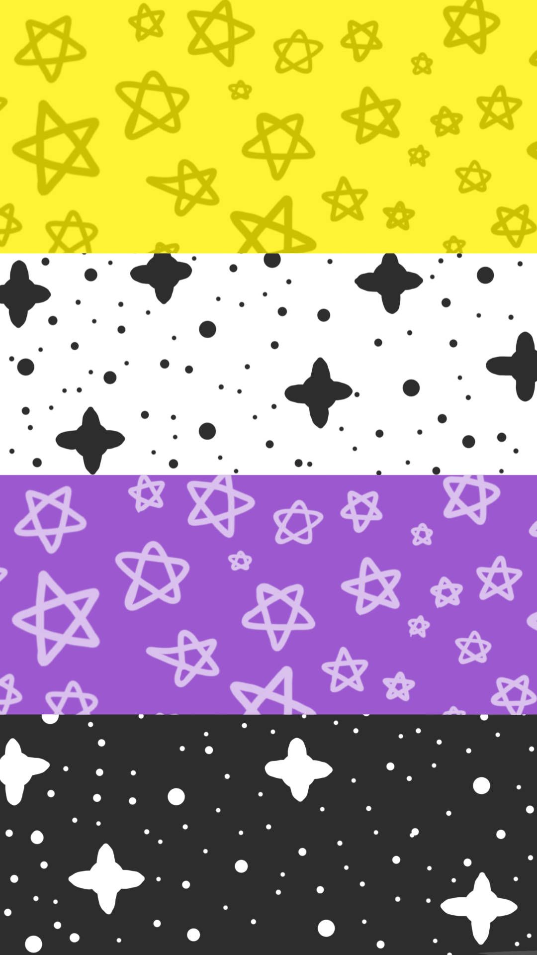 A set of four different colored stars - Non binary