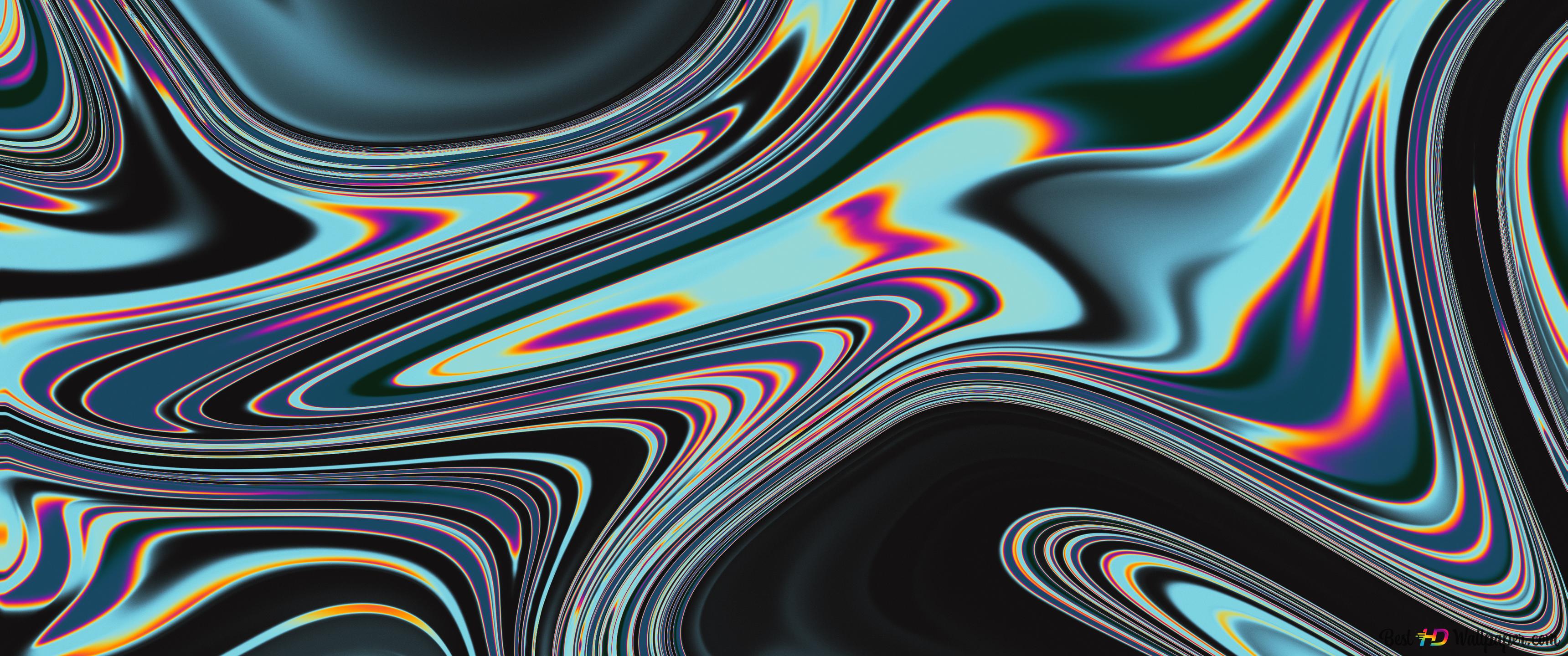 A colorful abstract design on black background - 3440x1440