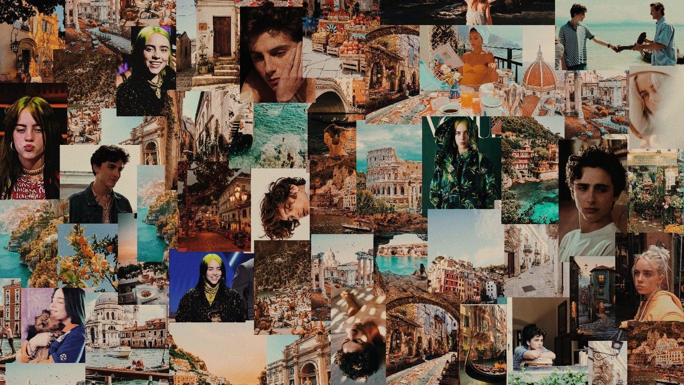 A collage of pictures with people in them - Timothee Chalamet