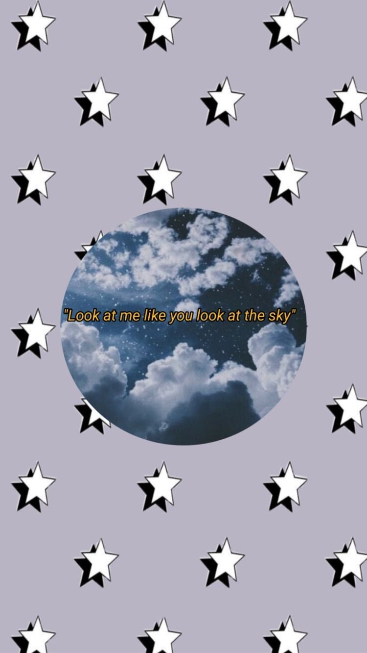A picture of clouds and stars with the words peaceful night - IPad, vintage, retro