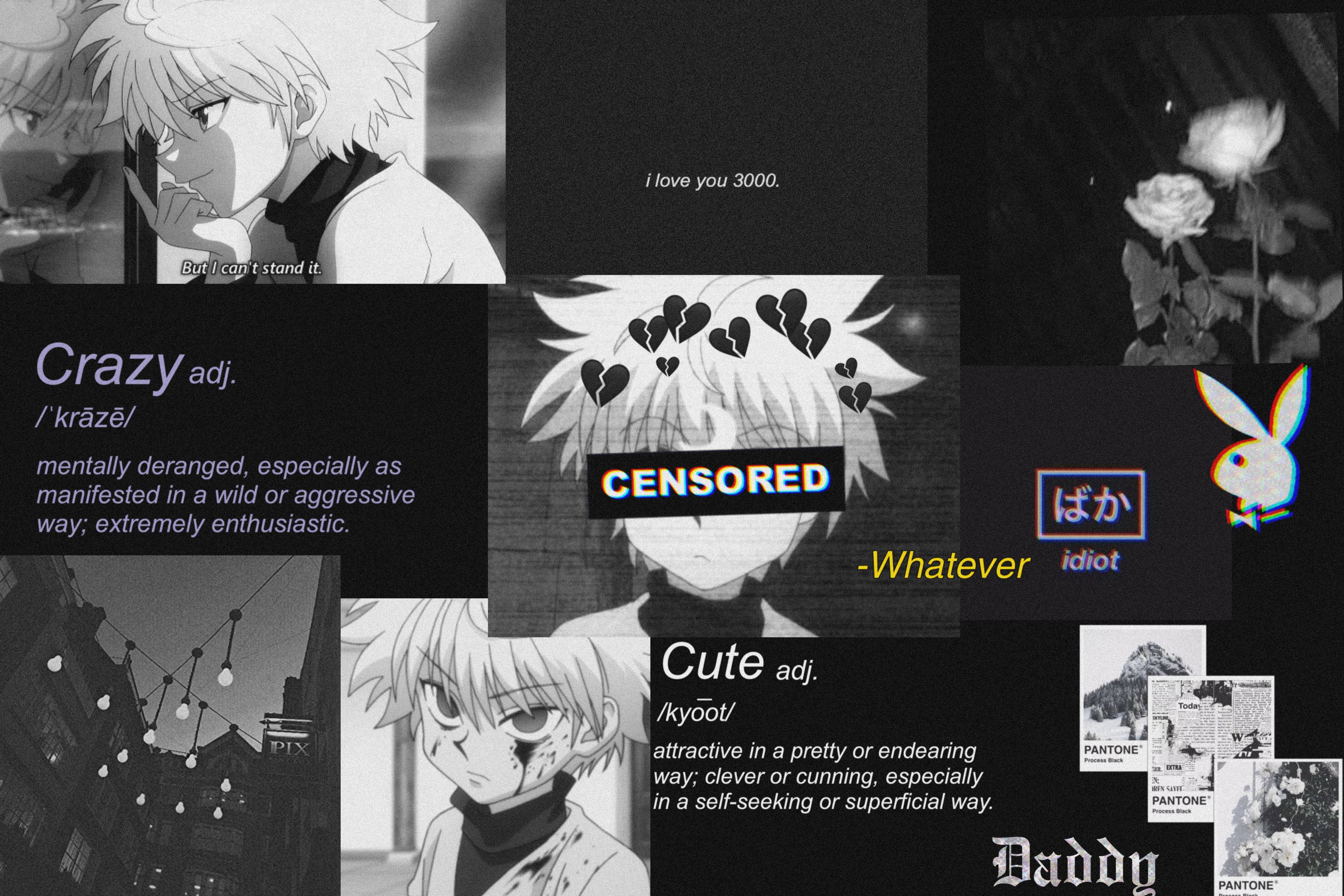 Download Black I Love You 3000 Killua Aesthetic Wallpaper