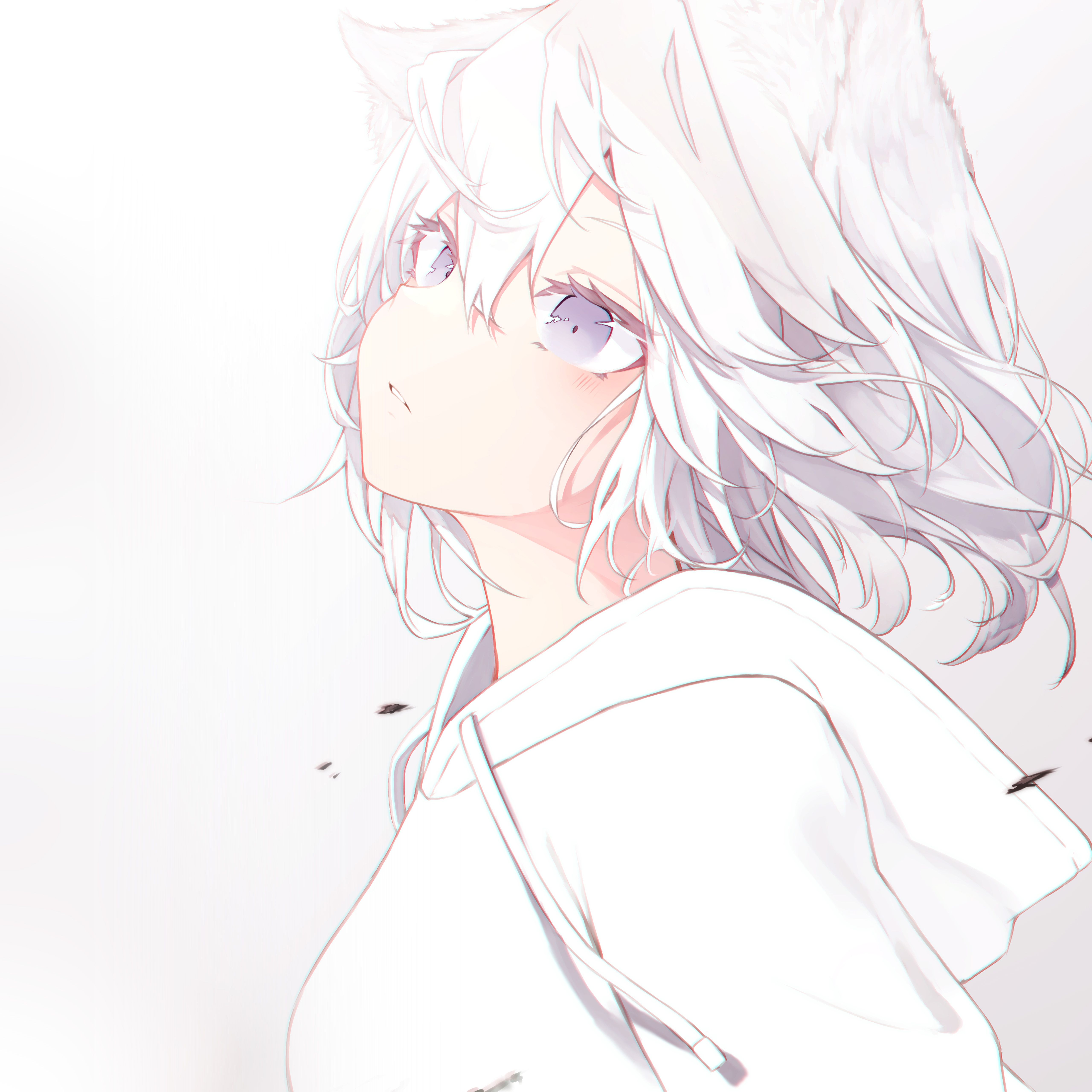 A girl with white hair and blue eyes - Anime girl