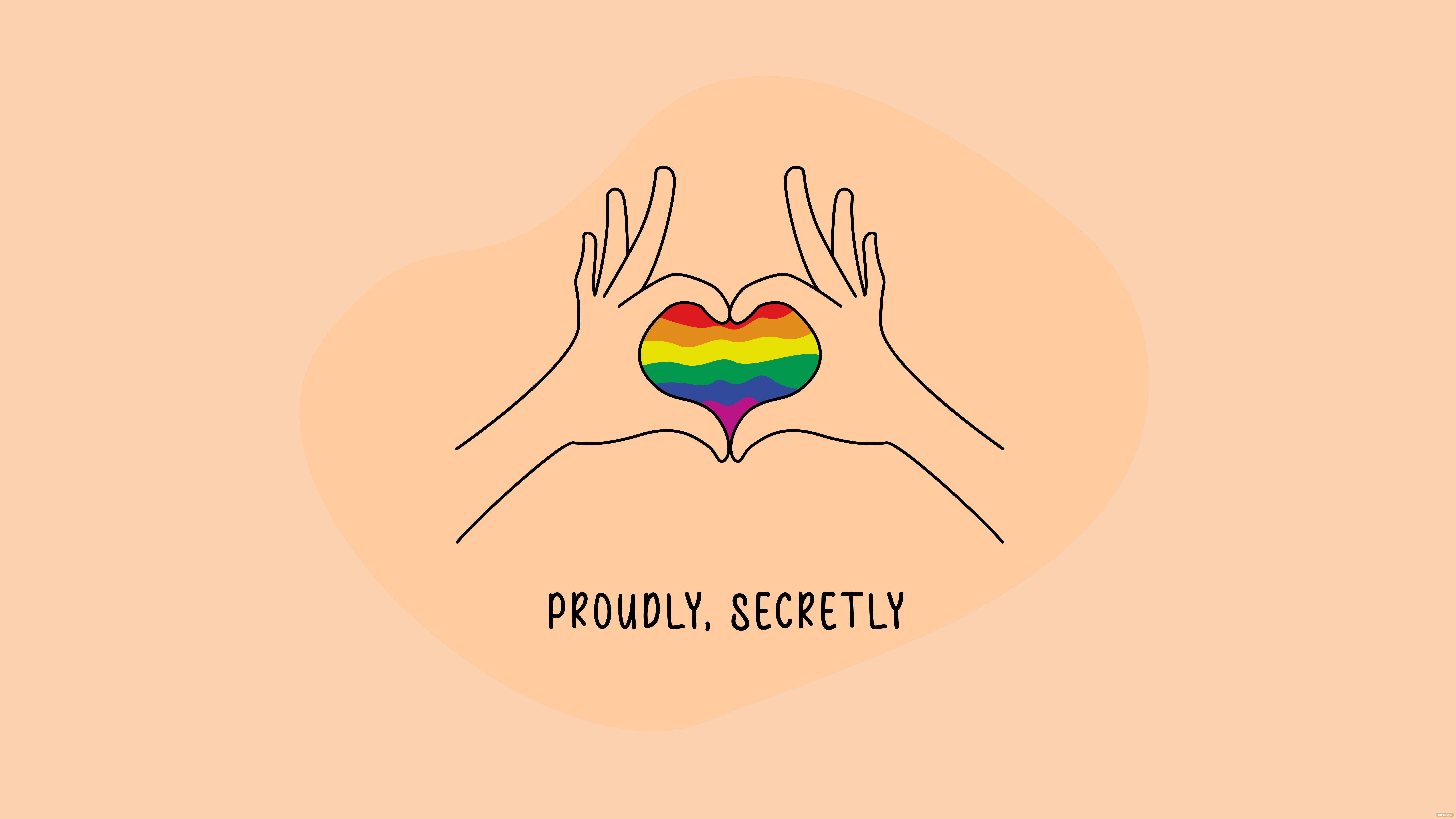 A pair of hands making a heart shape with a rainbow heart in the middle. The text 